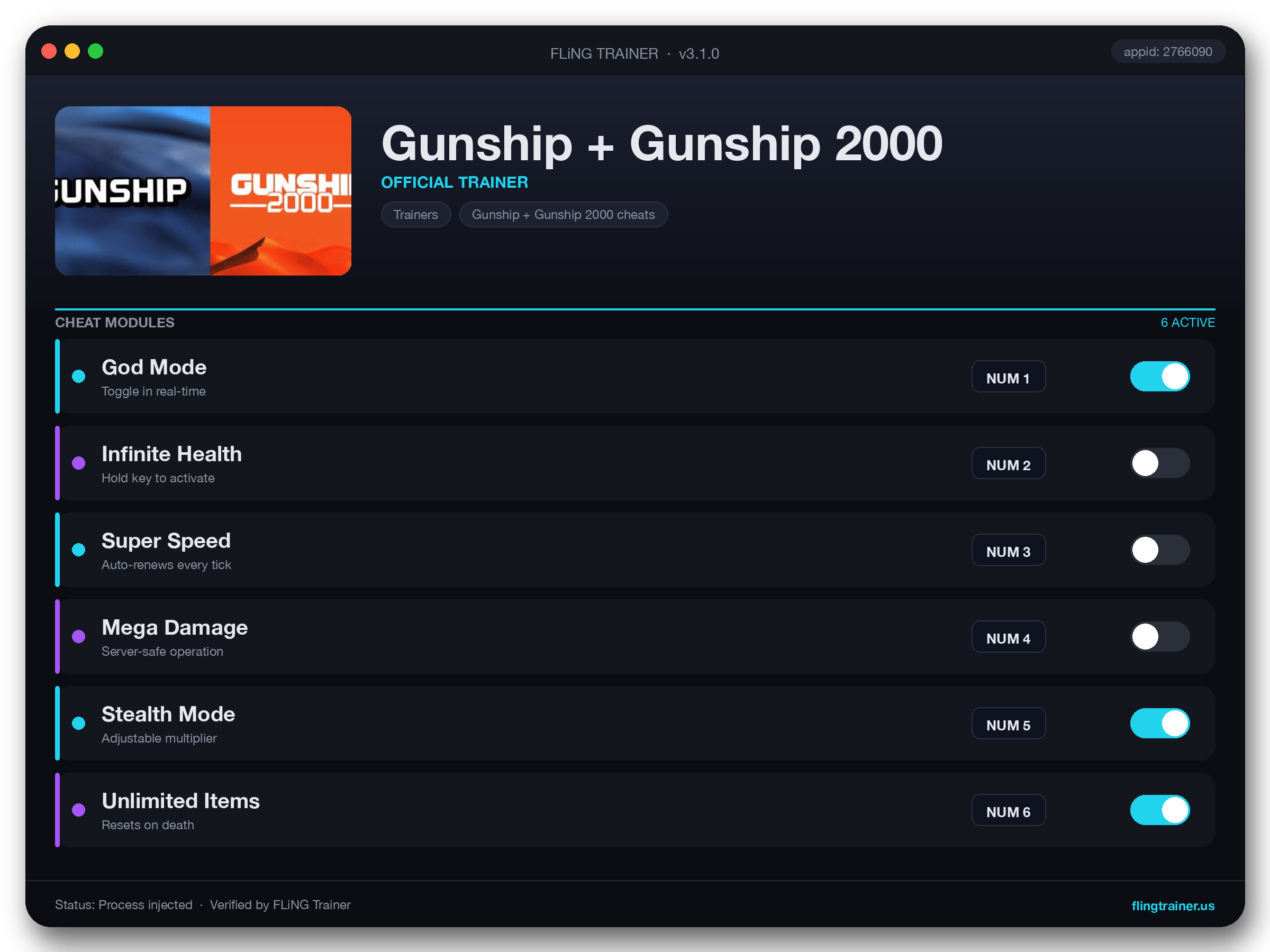 Gunship + Gunship 2000 Trainer interface