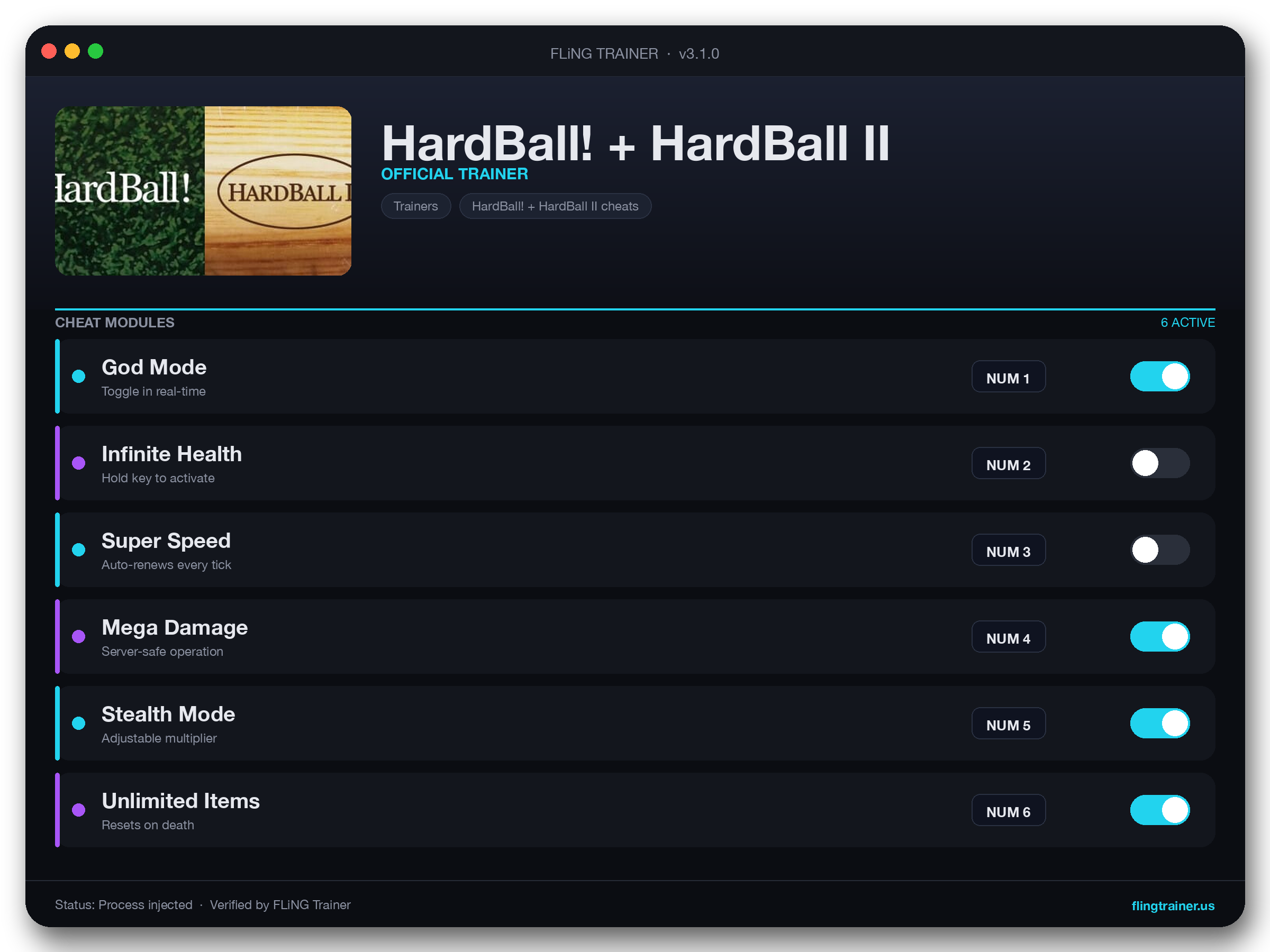 HardBall! + HardBall II Trainer interface