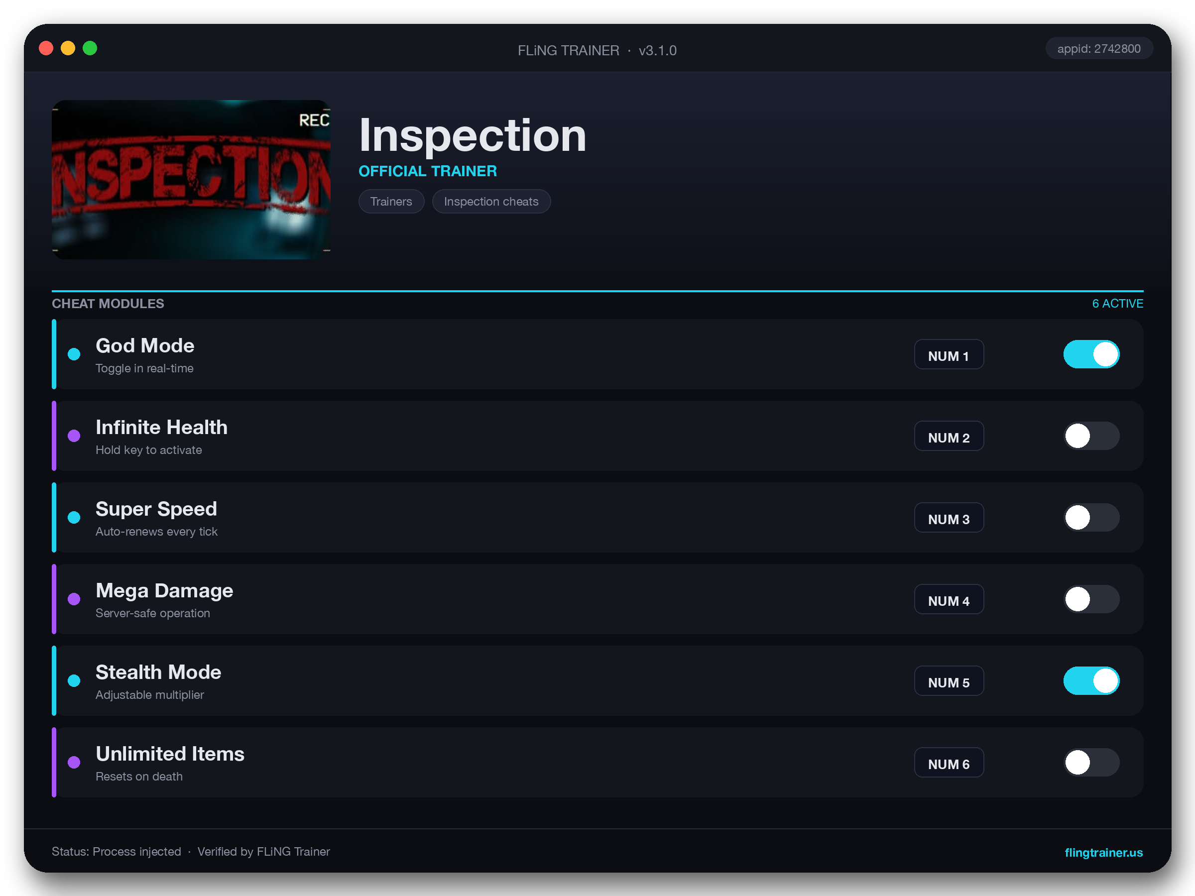 Inspection Trainer interface