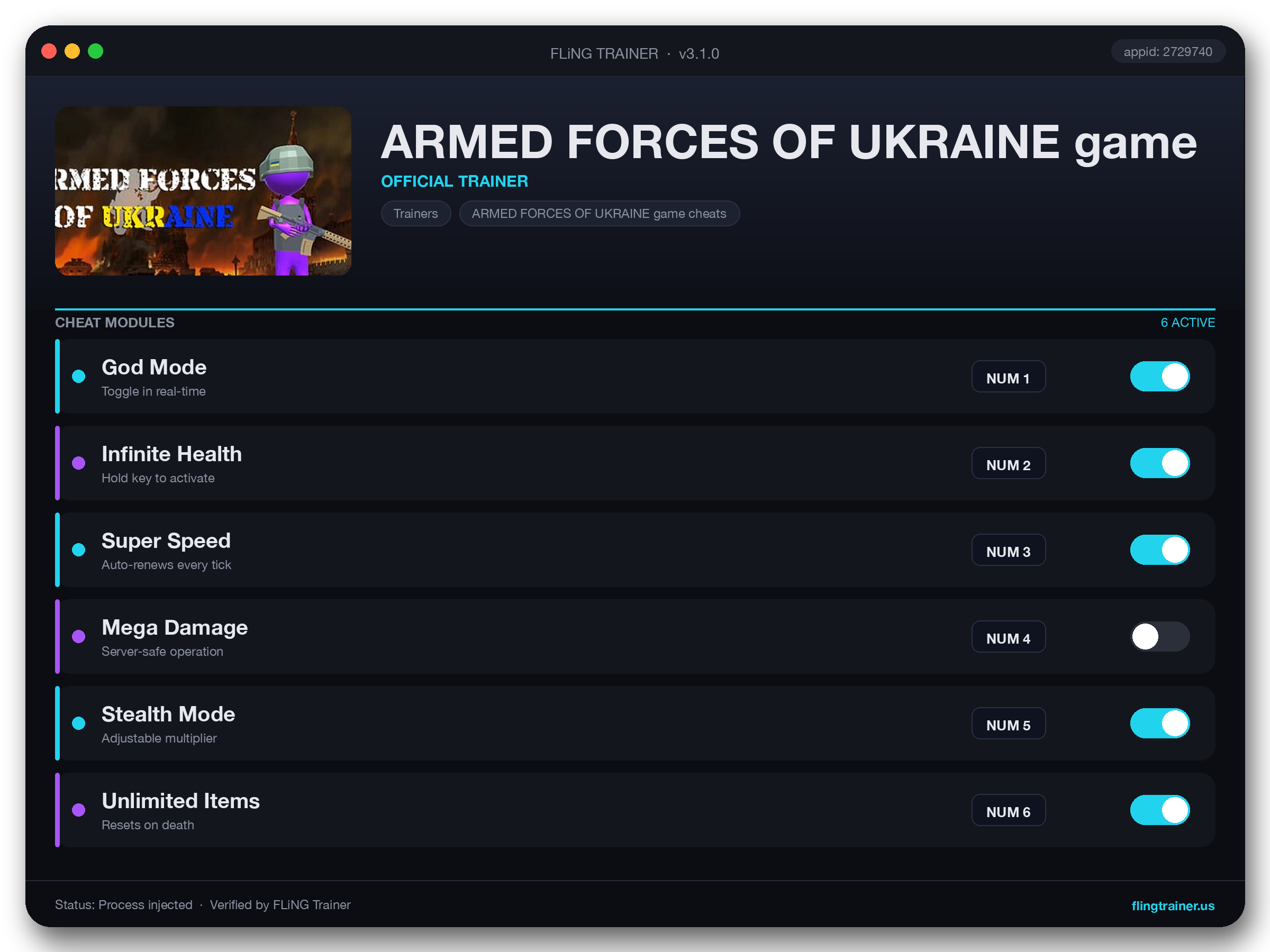ARMED FORCES OF UKRAINE game Trainer interface