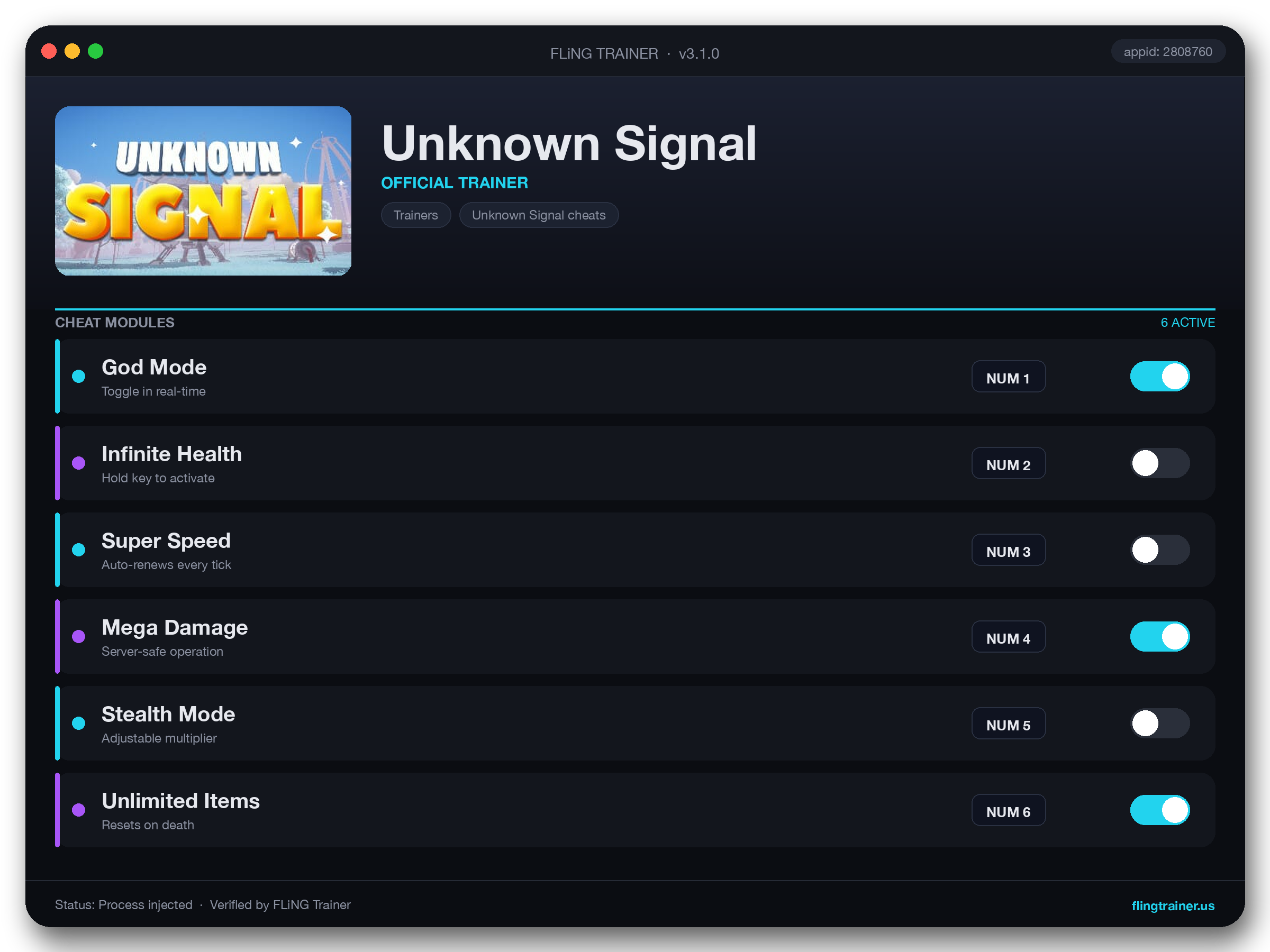 Unknown Signal Trainer interface