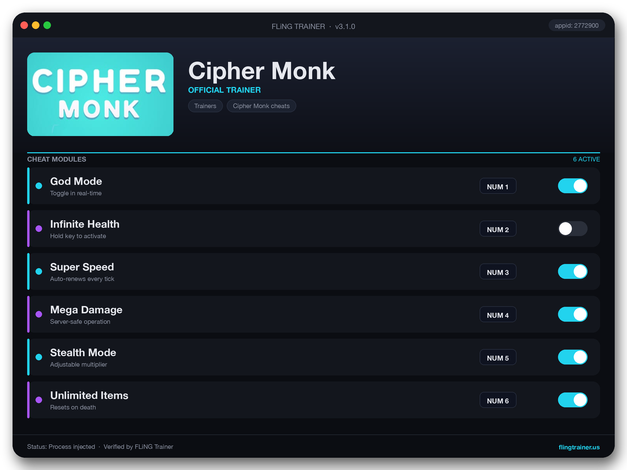 Cipher Monk Trainer interface