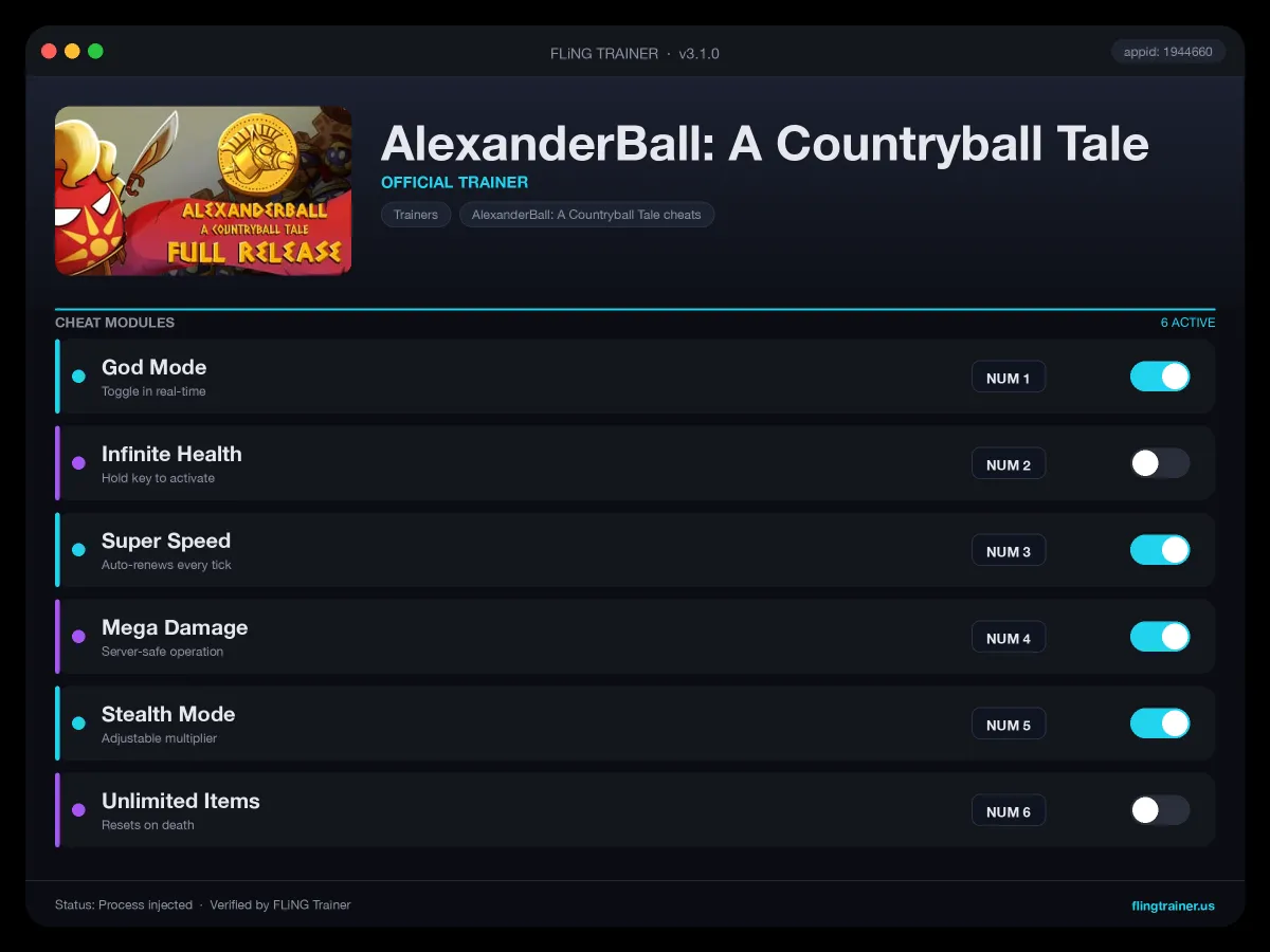 AlexanderBall: A Countryball Tale Trainer interface