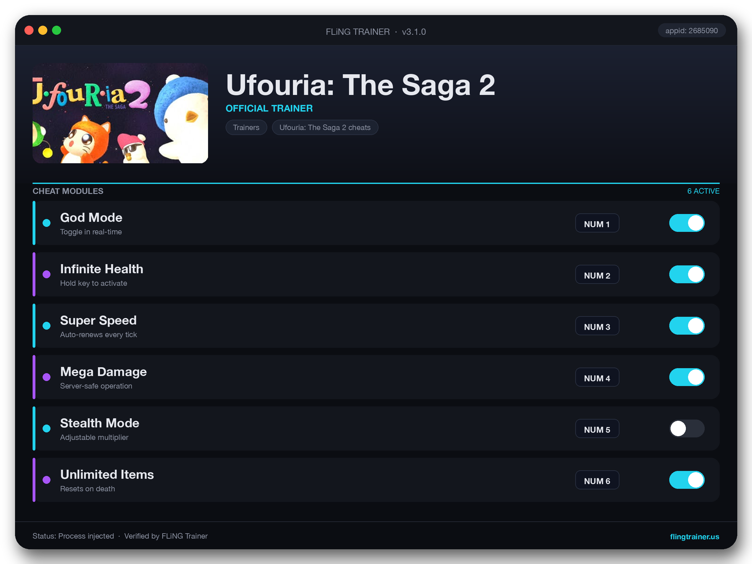 Ufouria: The Saga 2 Trainer interface