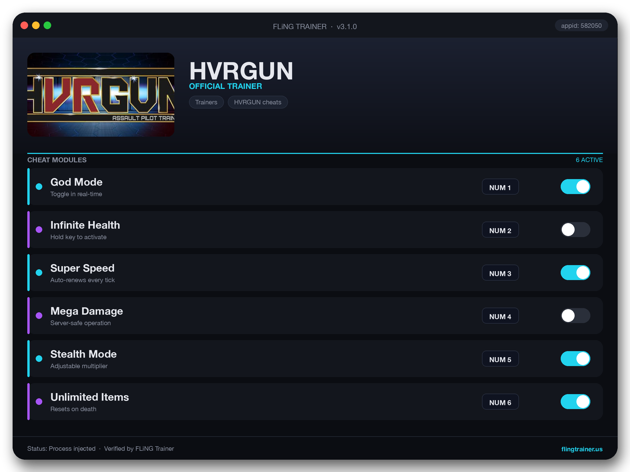 HVRGUN Trainer interface