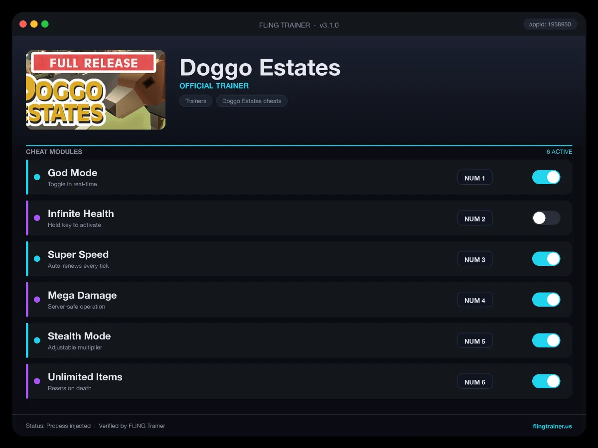 Doggo Estates Trainer interface