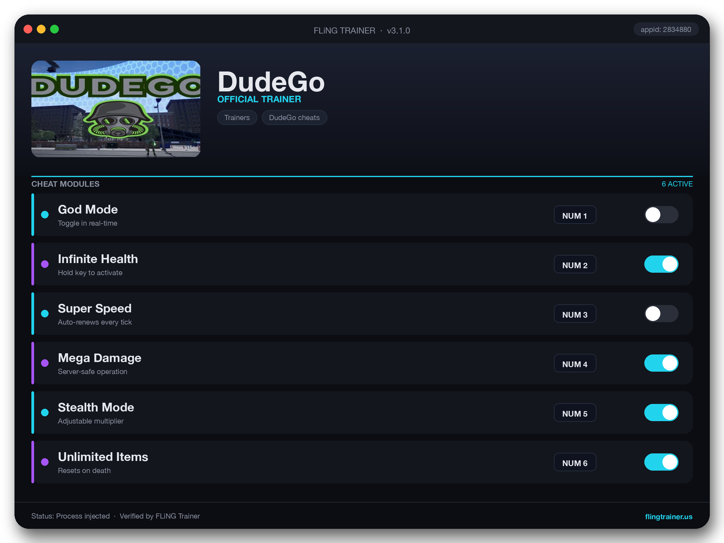 DudeGo Trainer interface