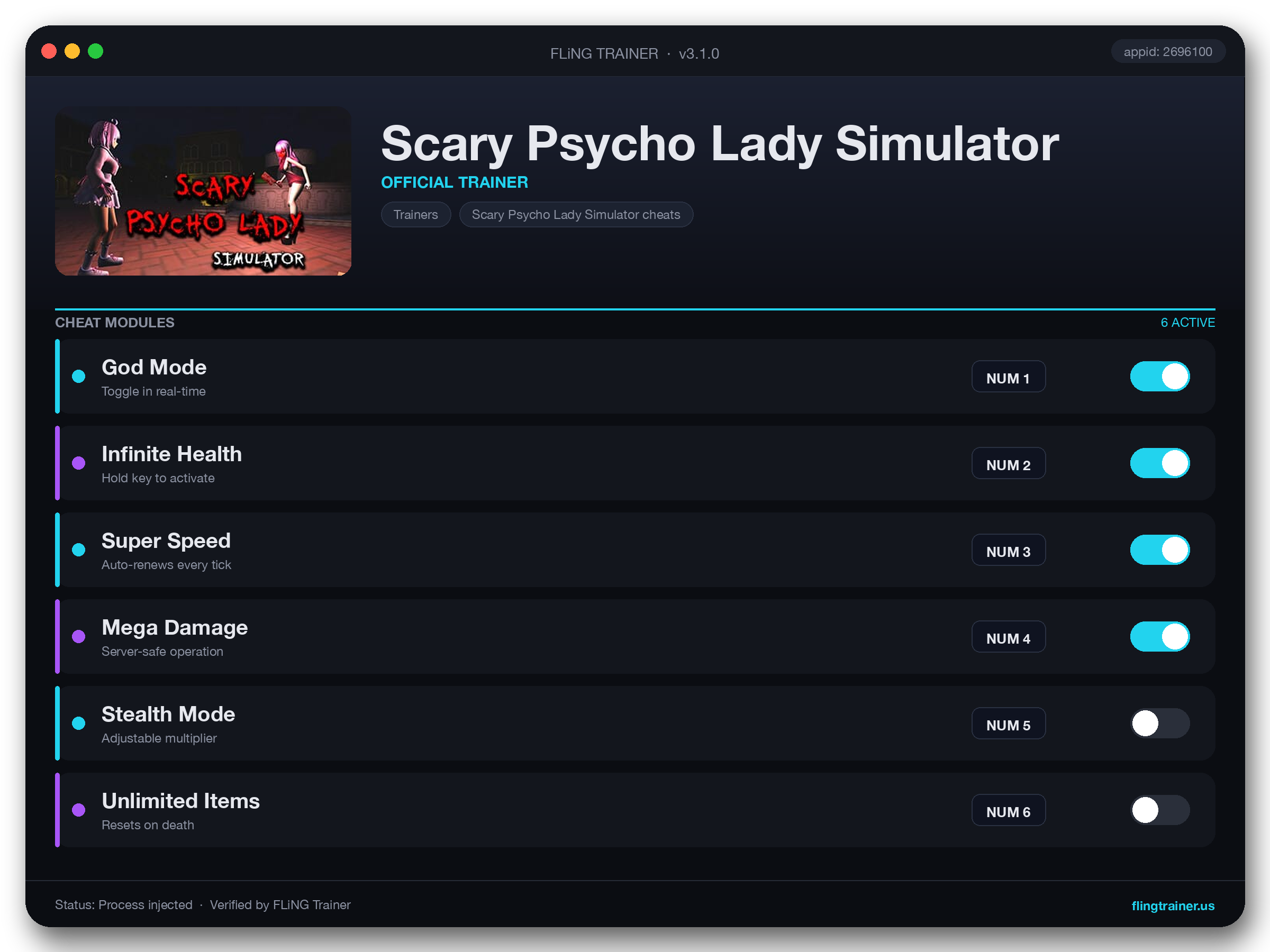 Scary Psycho Lady Simulator Trainer interface