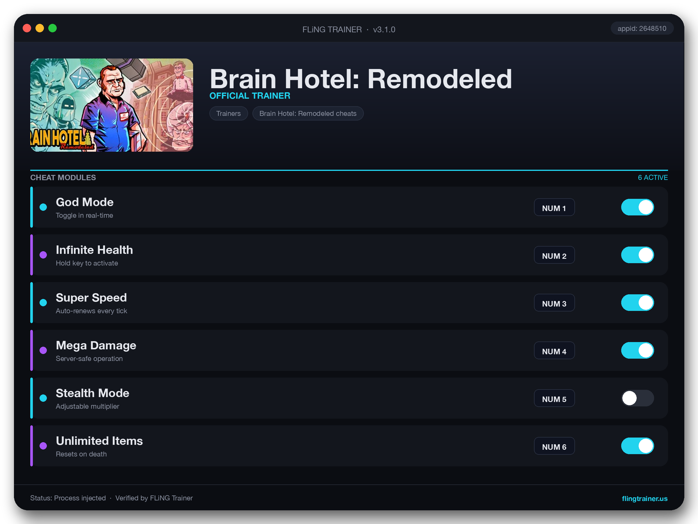 Brain Hotel: Remodeled Trainer interface