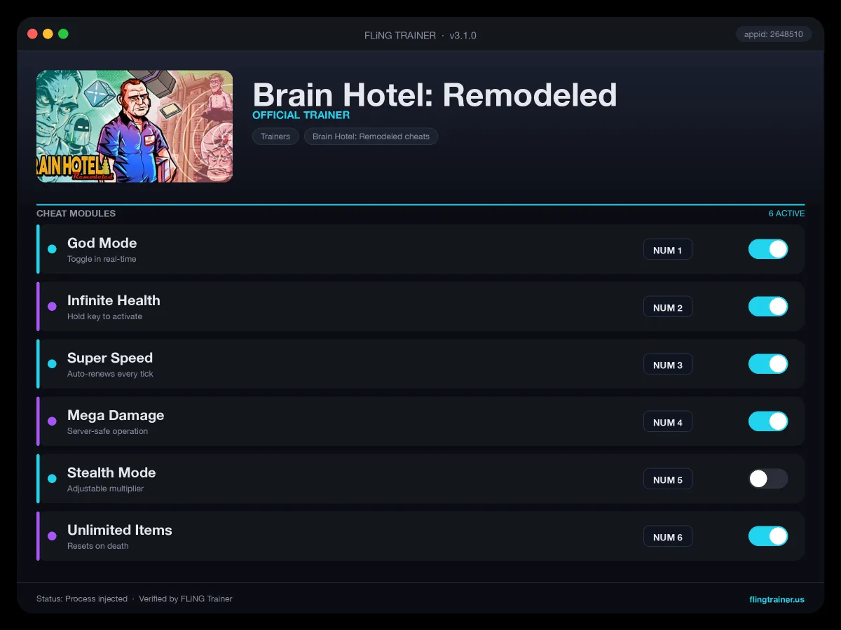 Brain Hotel: Remodeled Trainer interface