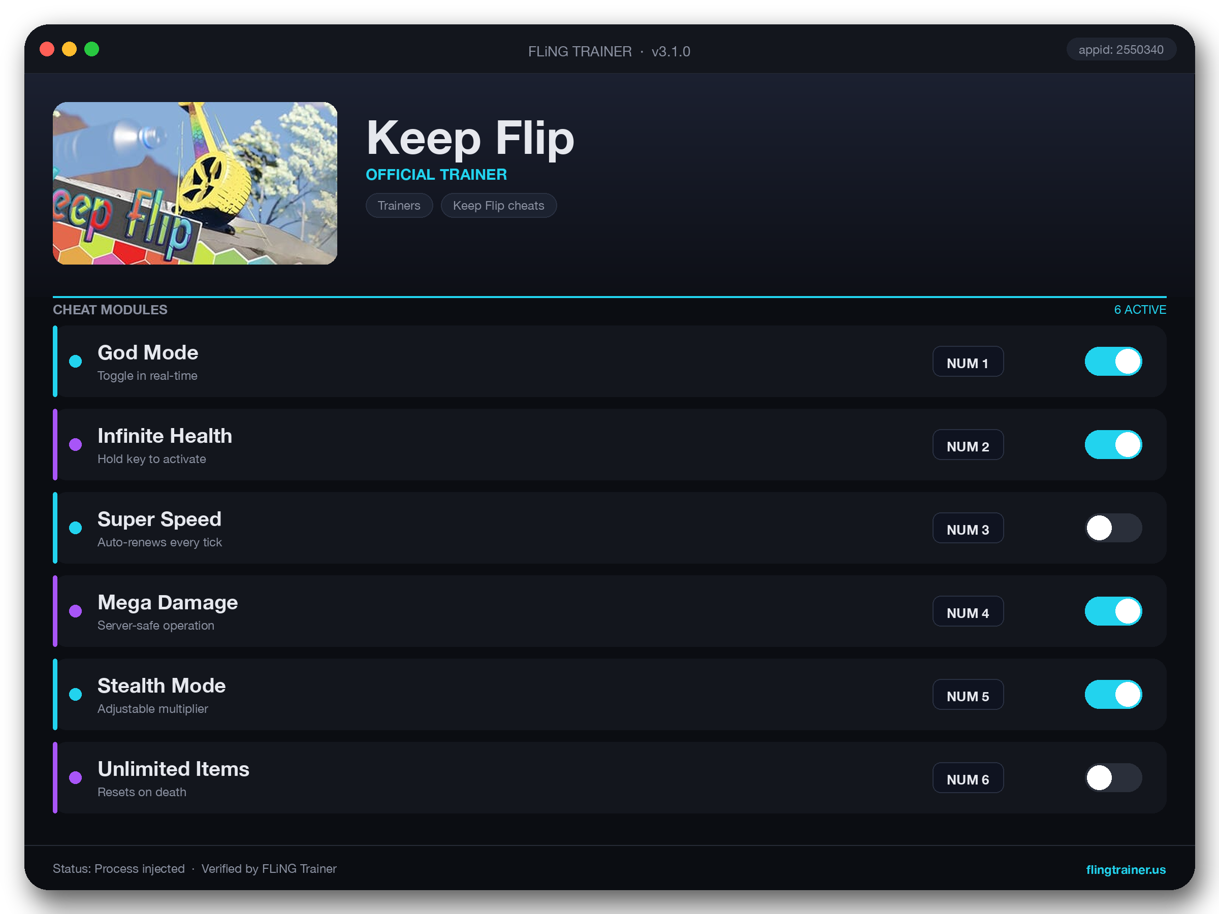 Keep Flip Trainer interface