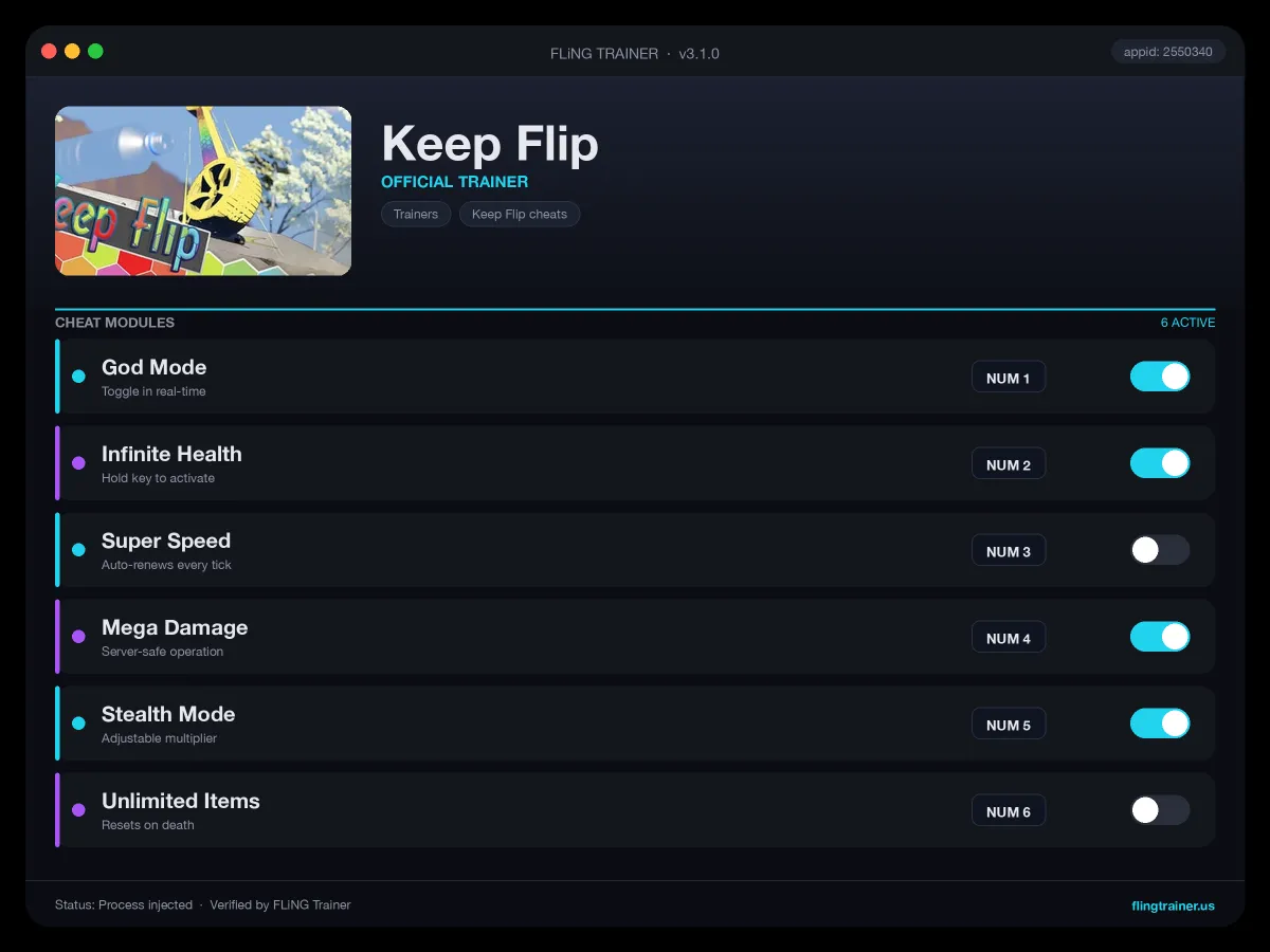 Keep Flip Trainer interface
