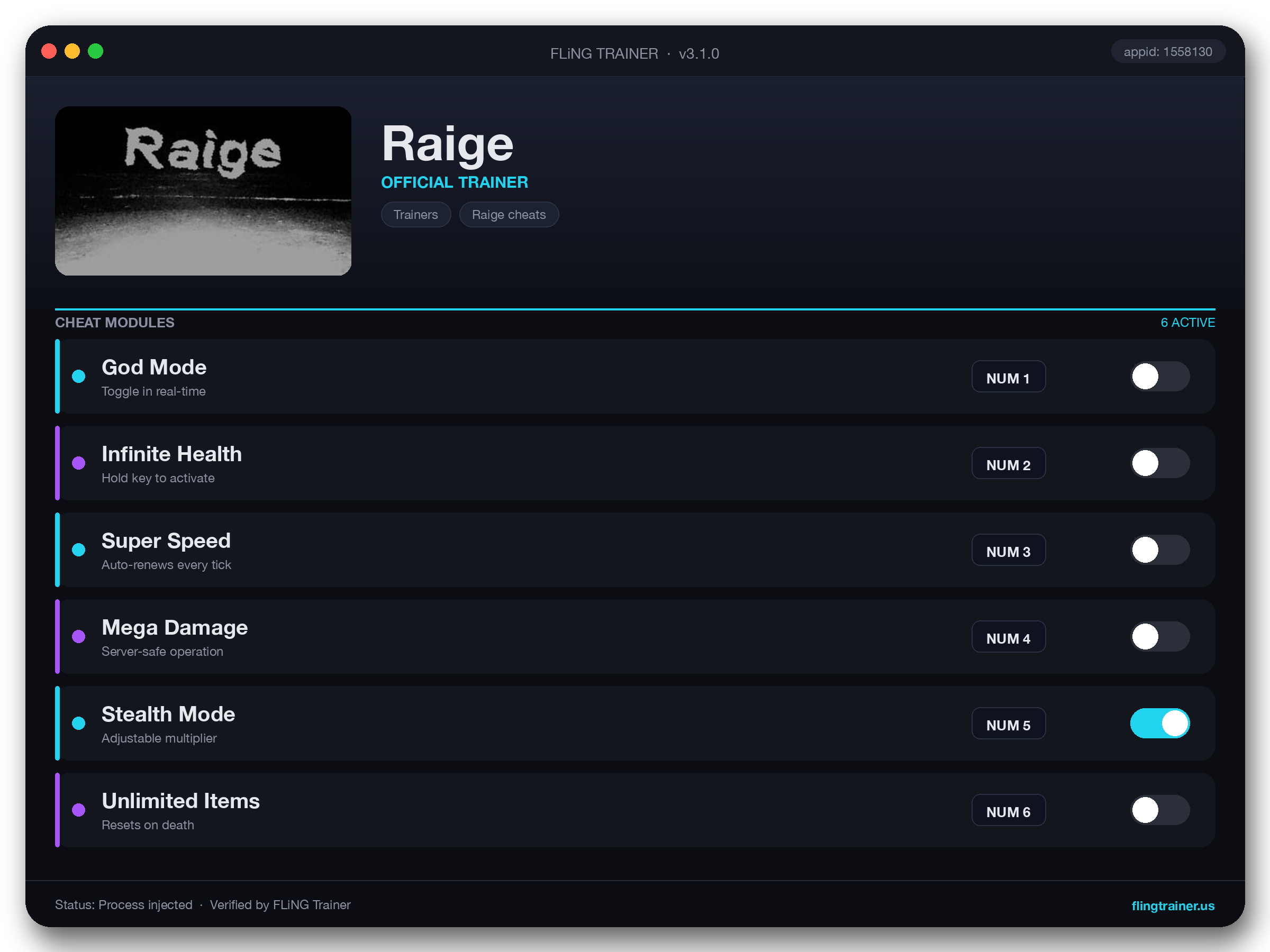 Raige Trainer interface