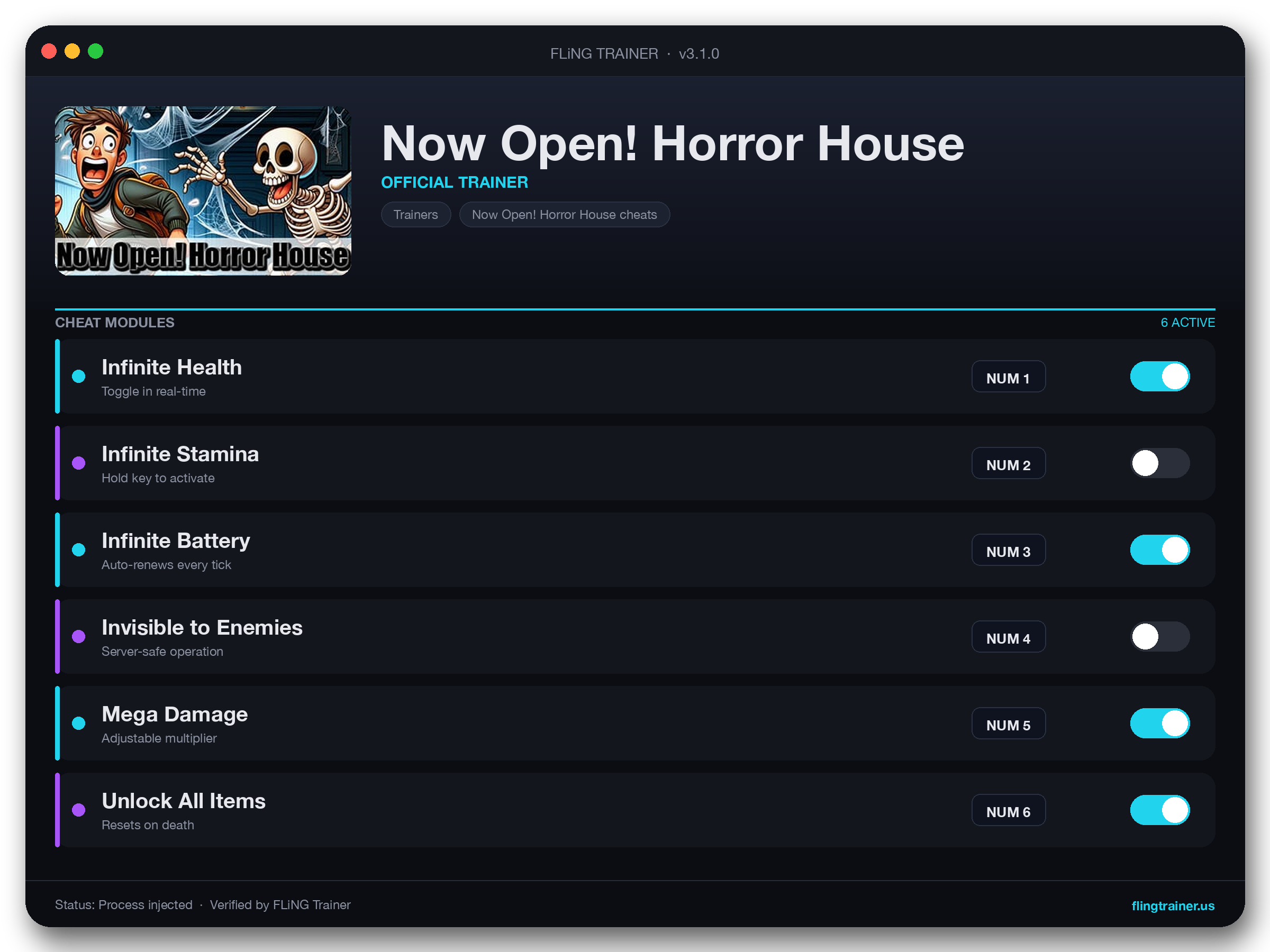Now Open! Horror House Trainer interface