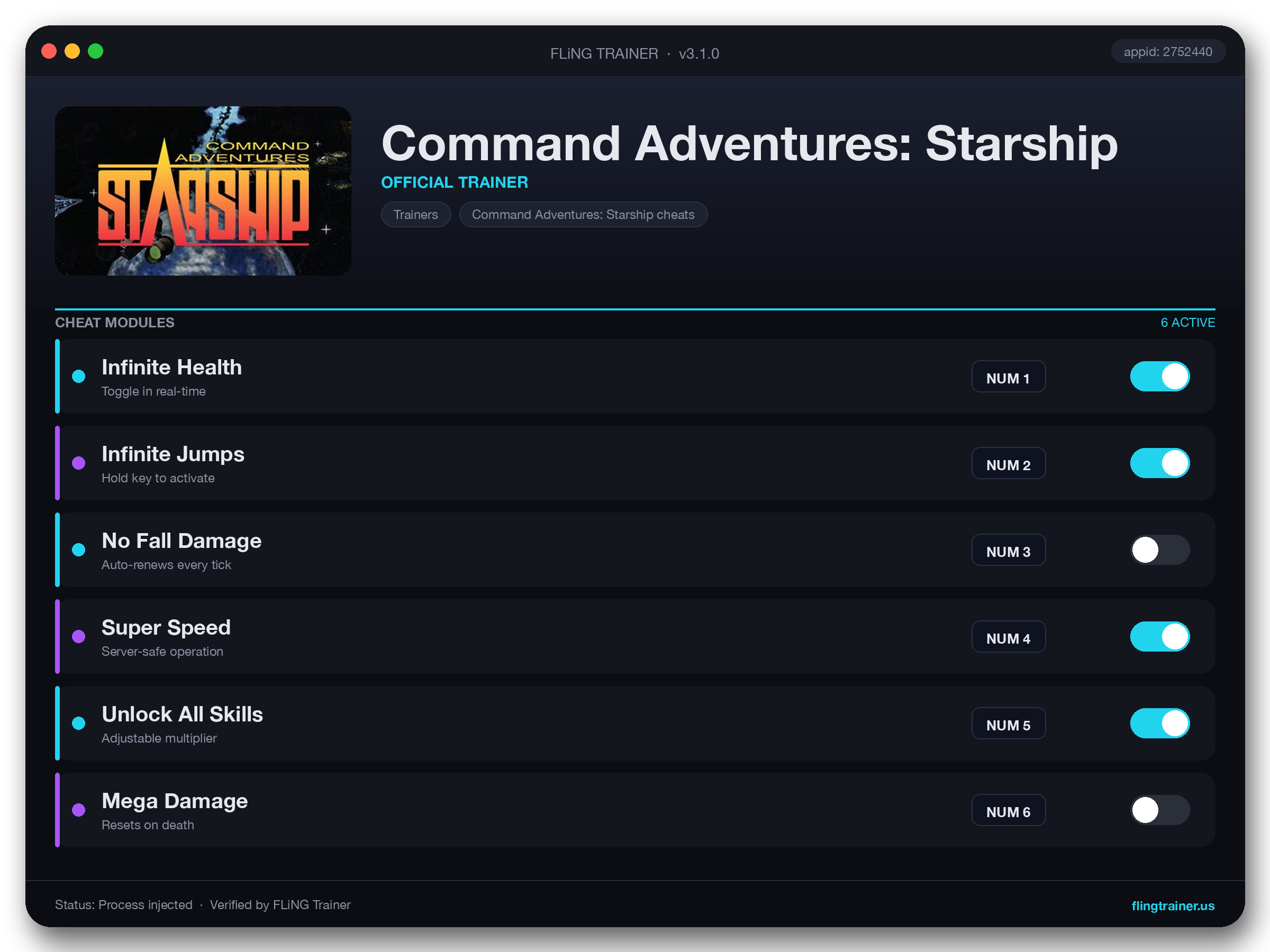 Command Adventures: Starship Trainer interface