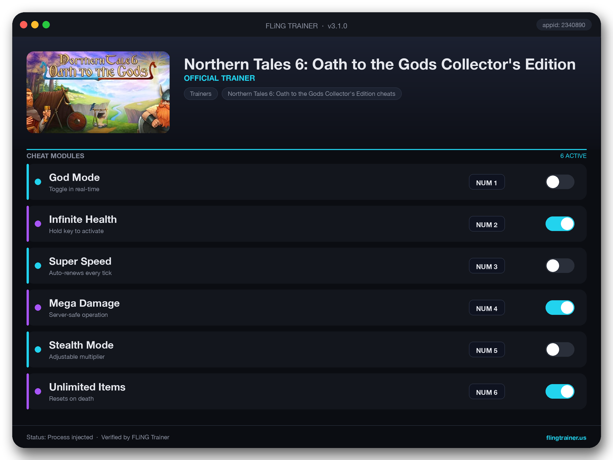 Northern Tales 6: Oath to the Gods Collector's Edition Trainer interface