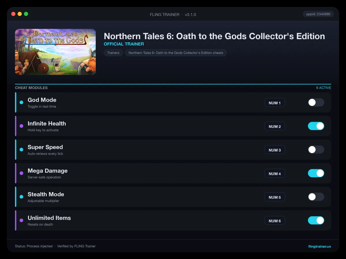 Northern Tales 6: Oath to the Gods Collector's Edition Trainer interface