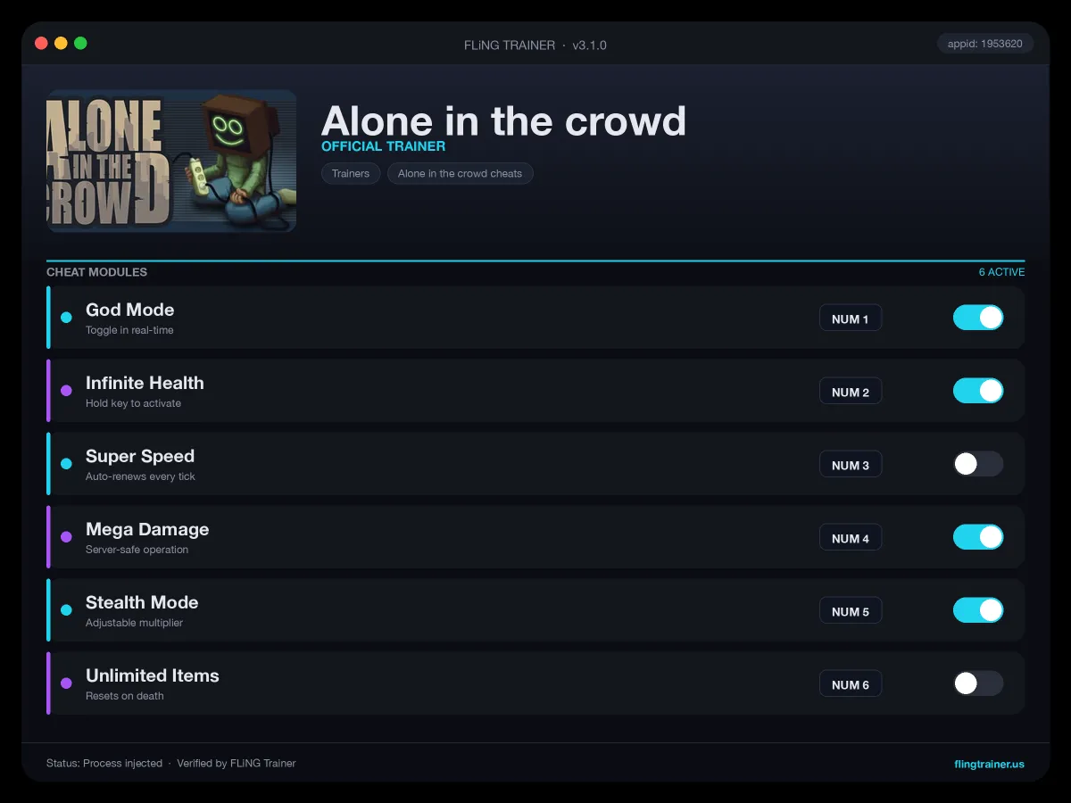 Alone in the crowd Trainer interface