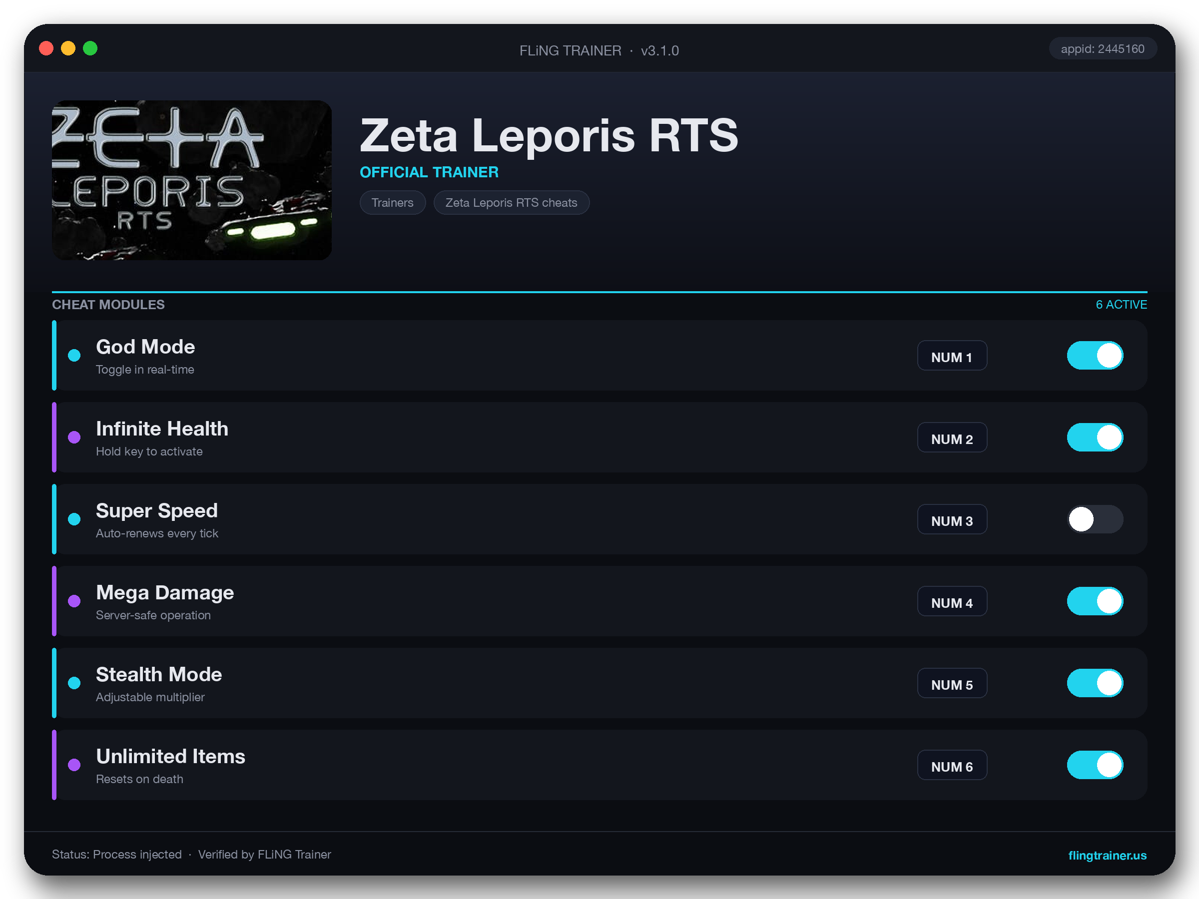 Zeta Leporis RTS Trainer interface