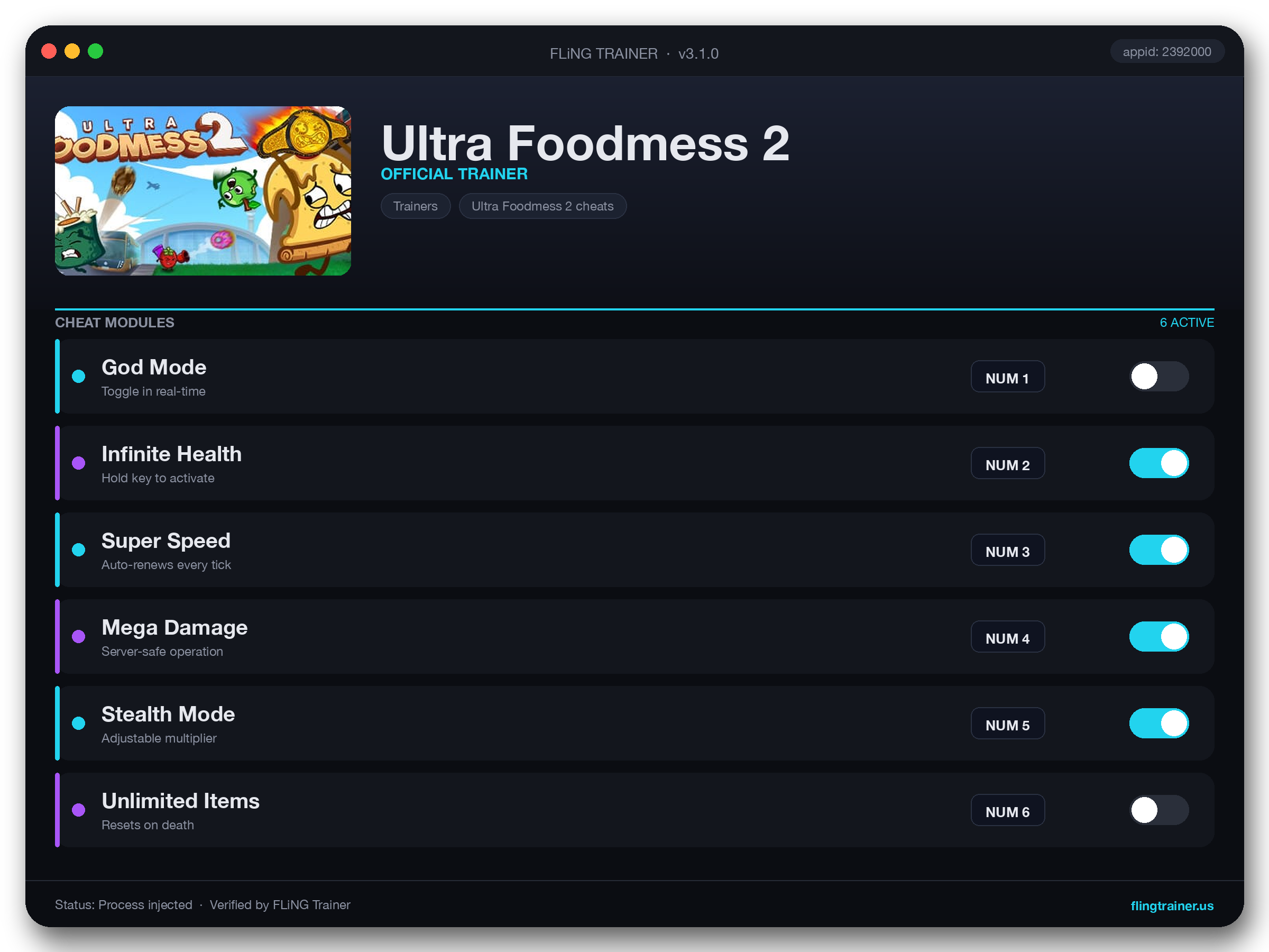 Ultra Foodmess 2 Trainer interface
