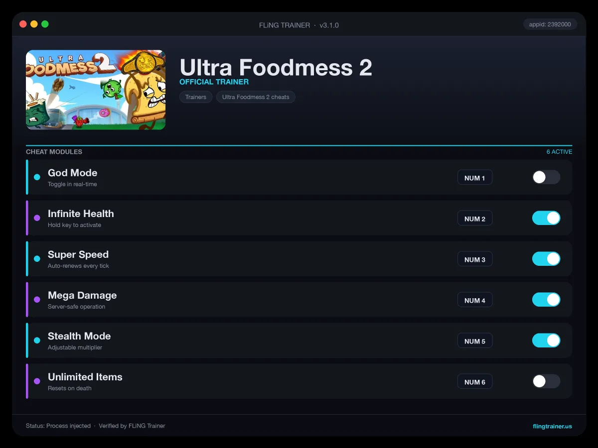 Ultra Foodmess 2 Trainer interface