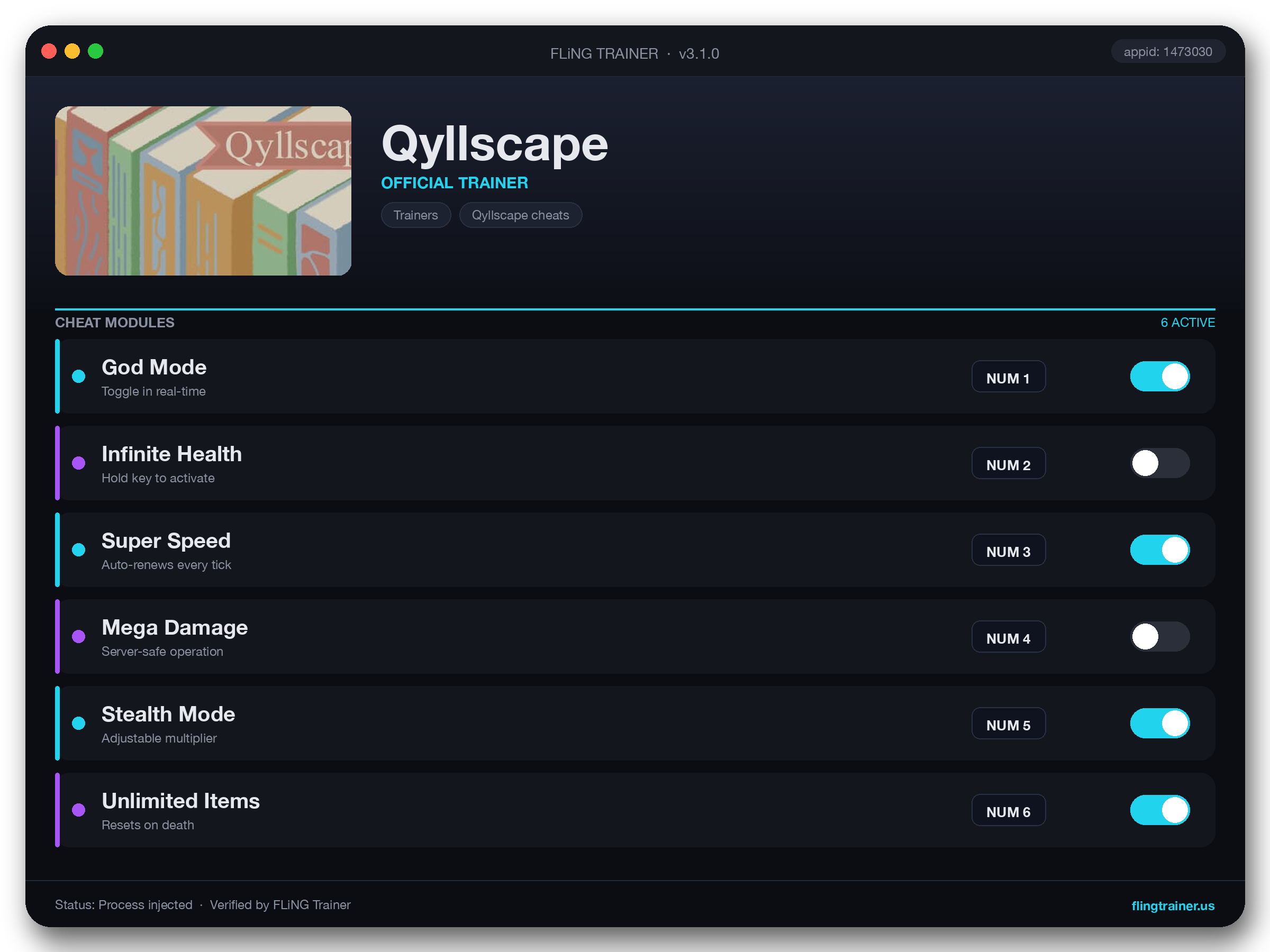 Qyllscape Trainer interface
