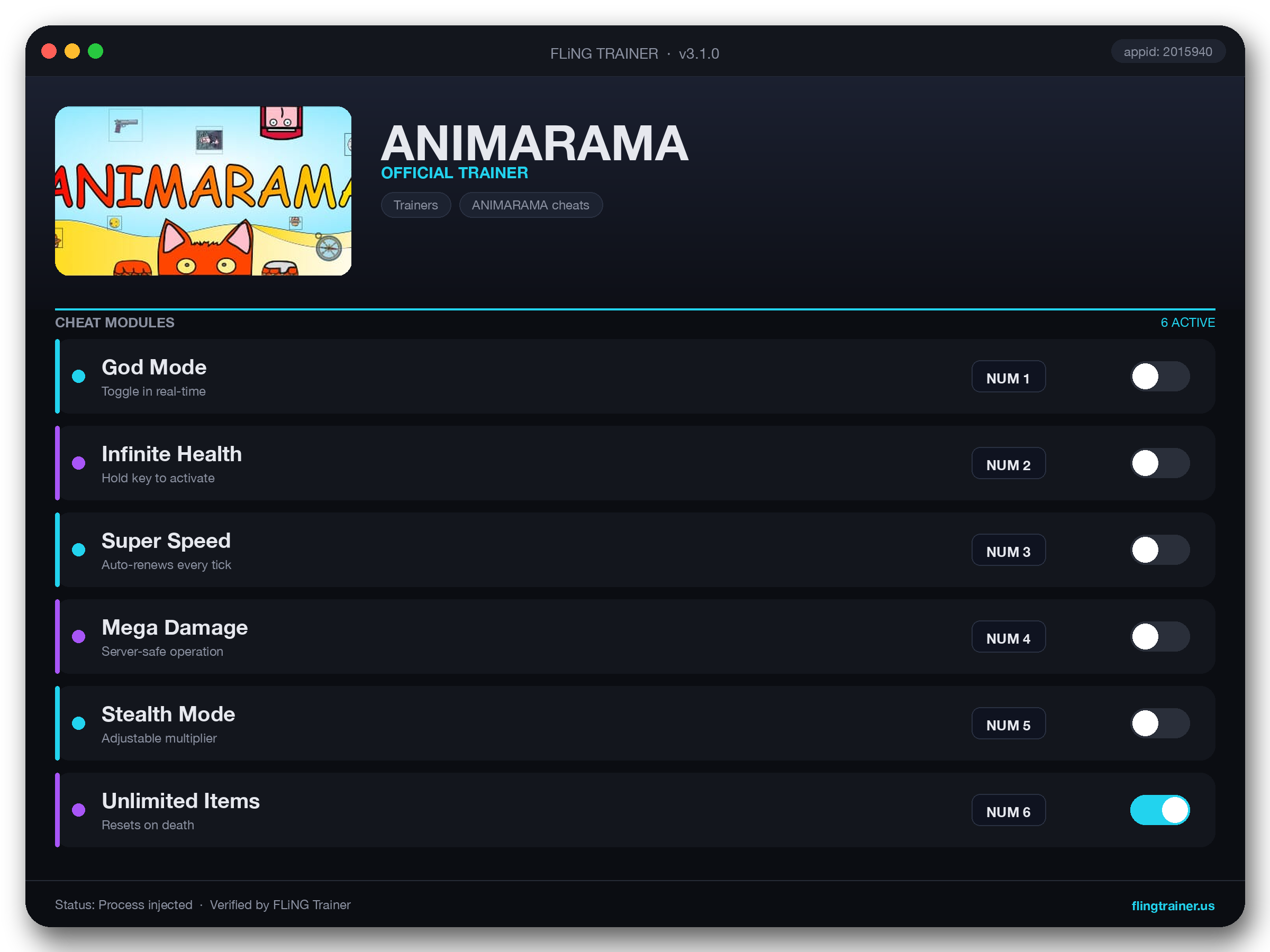 ANIMARAMA Trainer interface