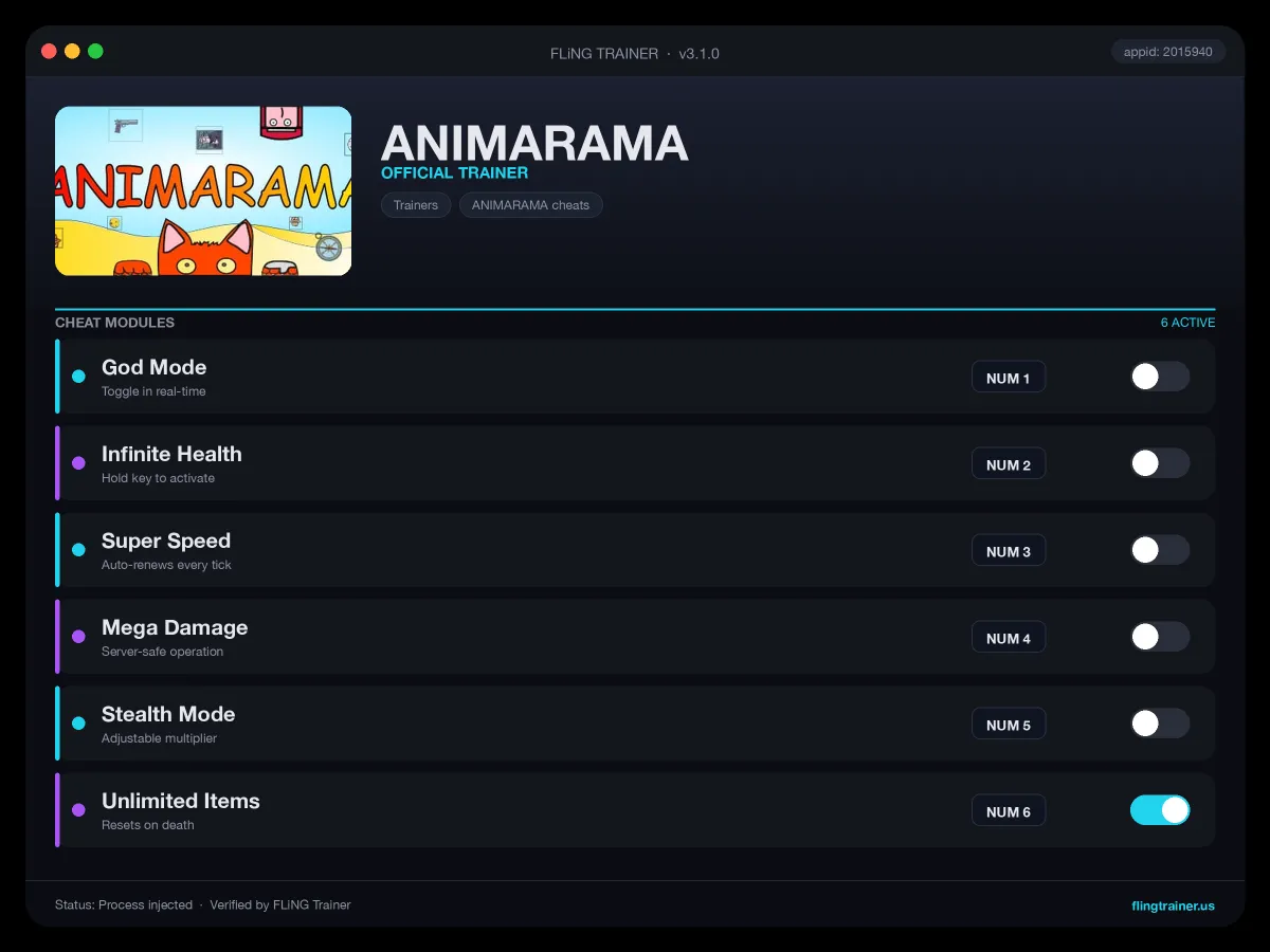 ANIMARAMA Trainer interface