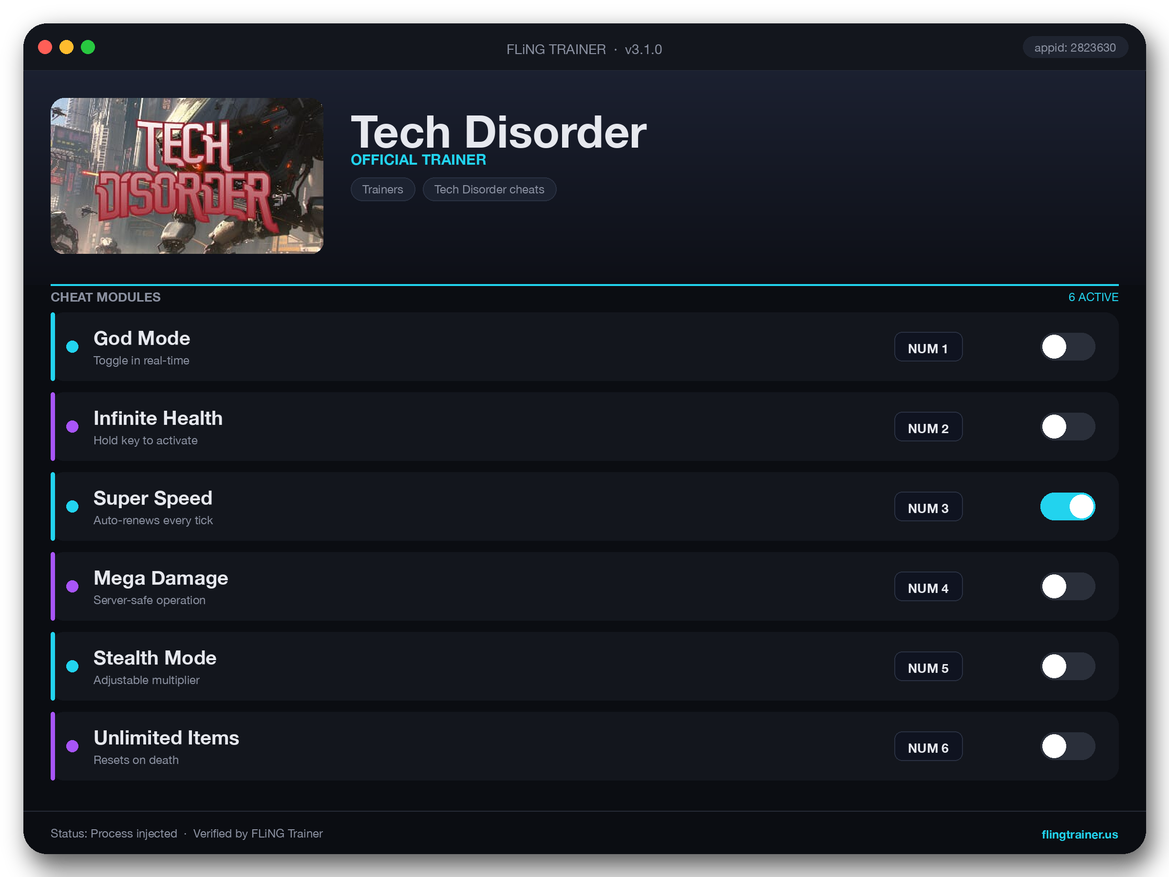 Tech Disorder Trainer interface
