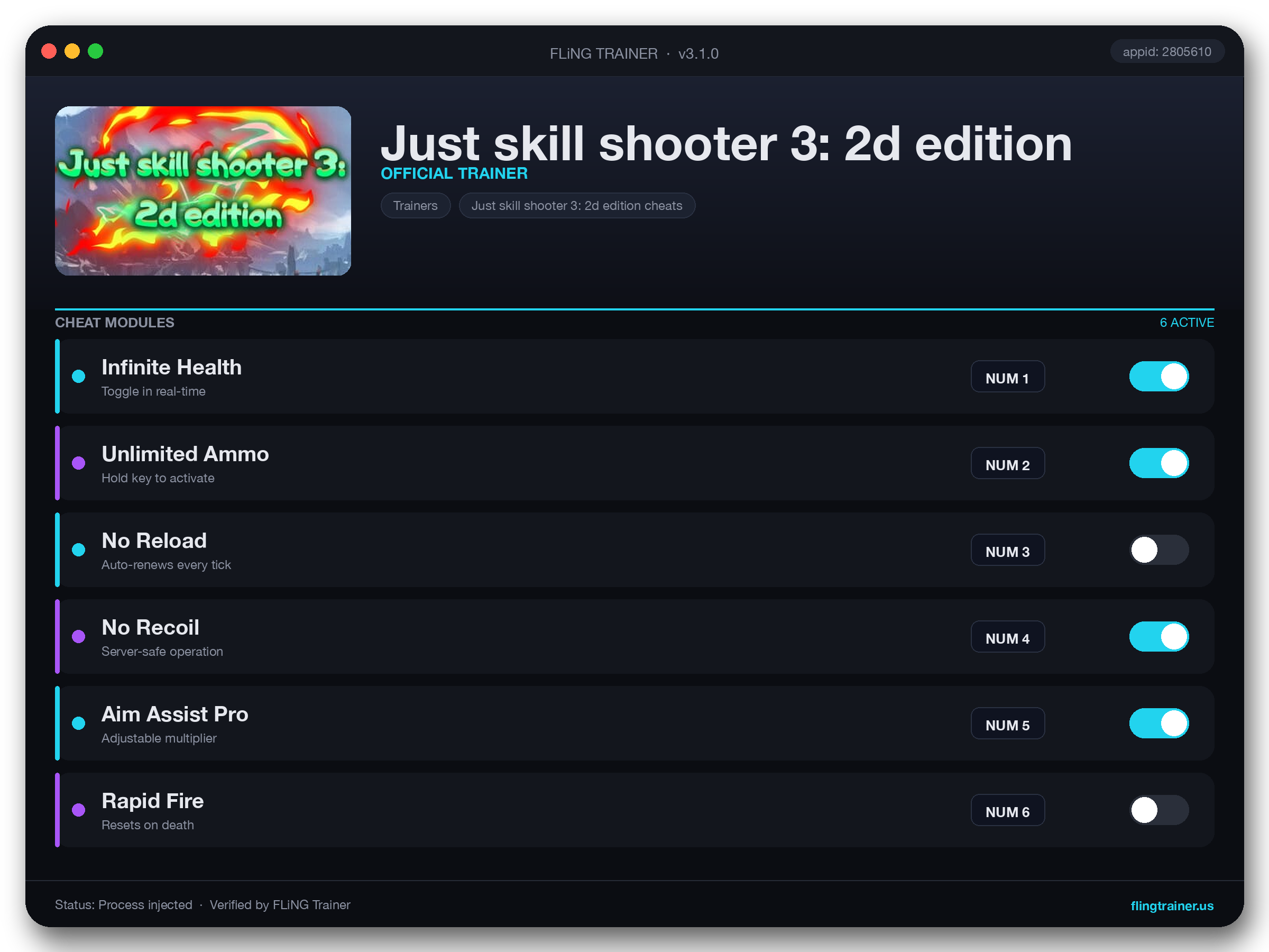 Just skill shooter 3: 2d edition Trainer interface
