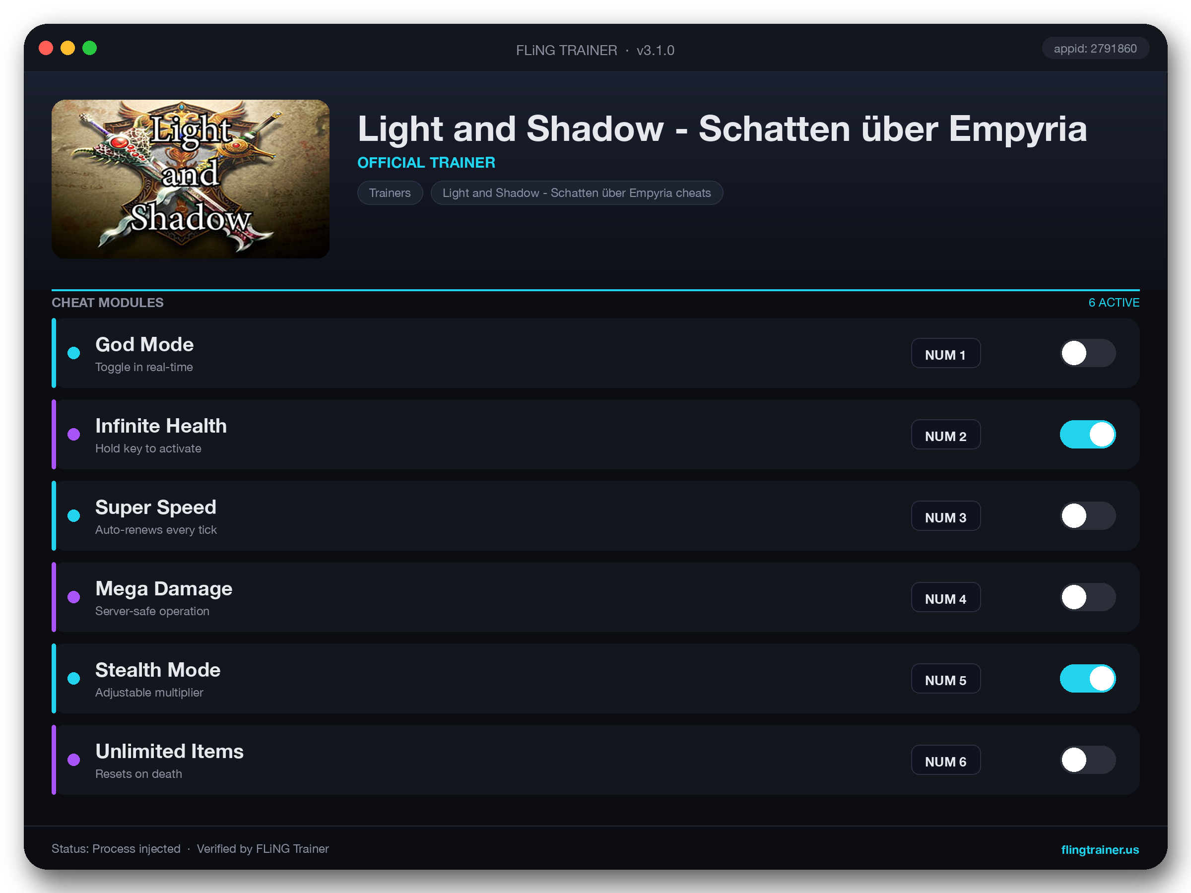 Light and Shadow - Schatten über Empyria Trainer interface