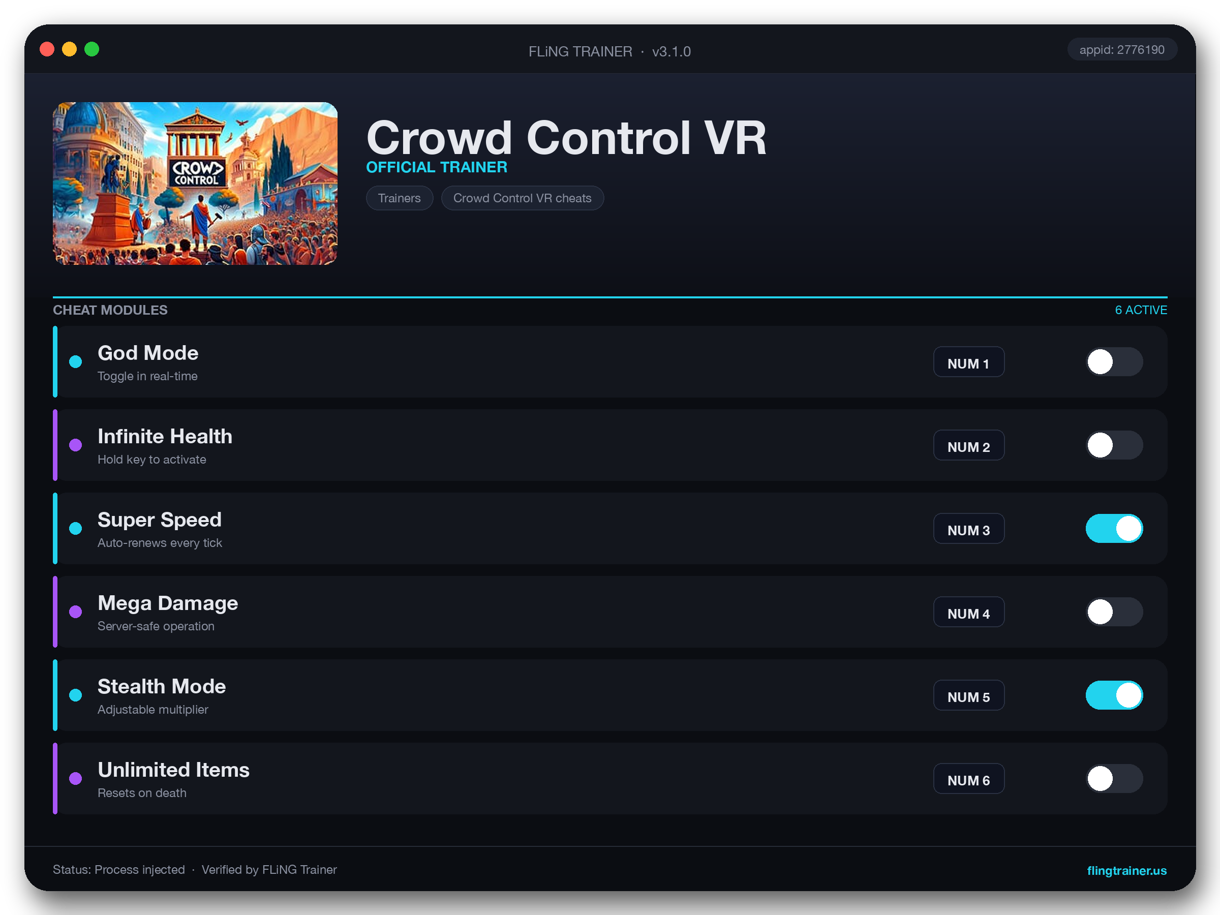 Crowd Control VR Trainer interface
