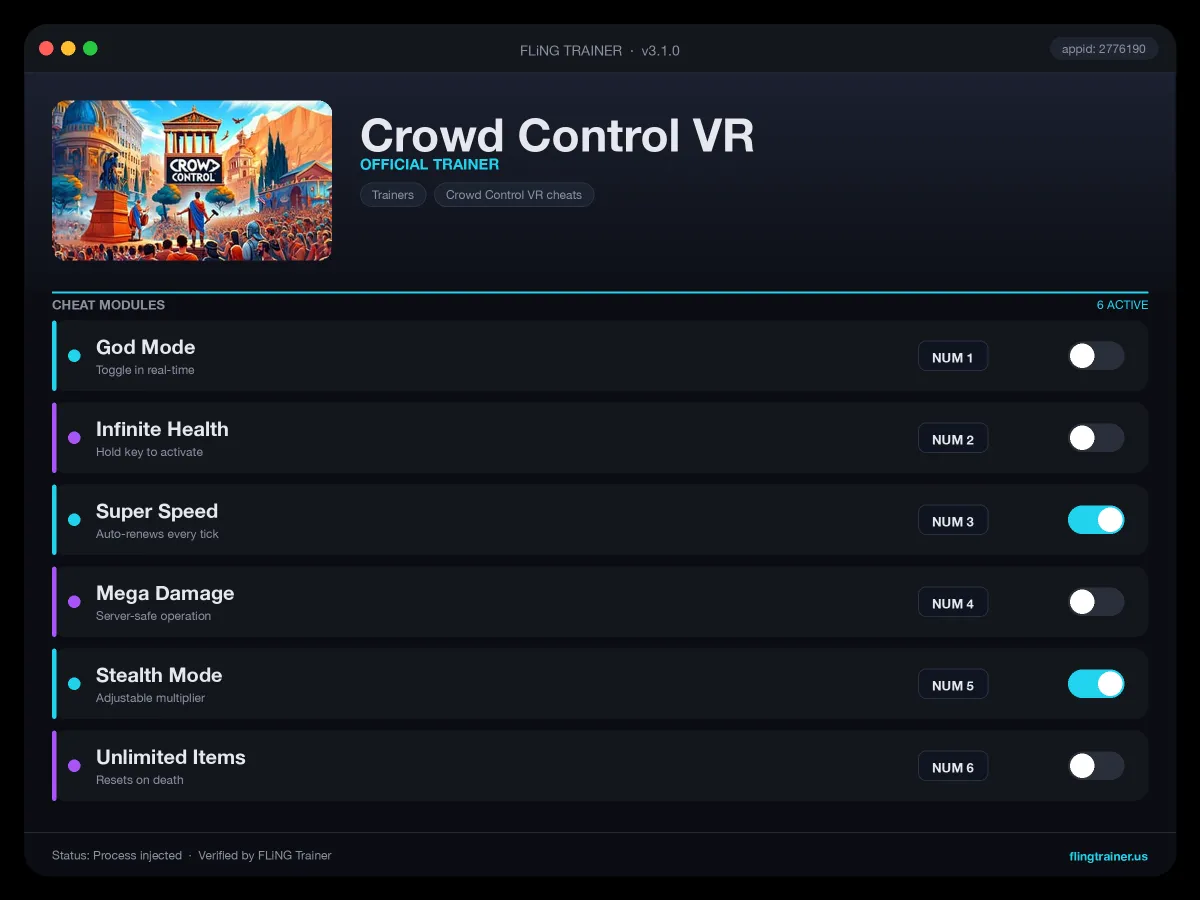 Crowd Control VR Trainer interface