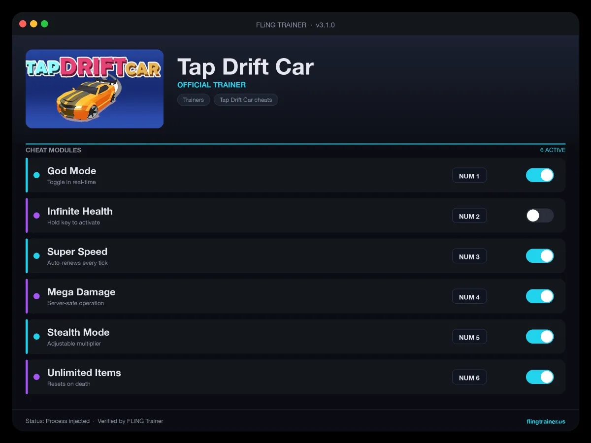 Tap Drift Car Trainer interface