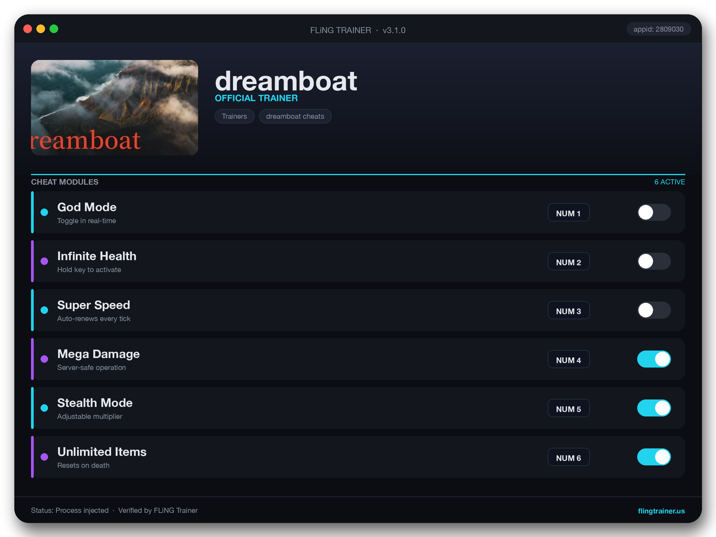 dreamboat Trainer interface