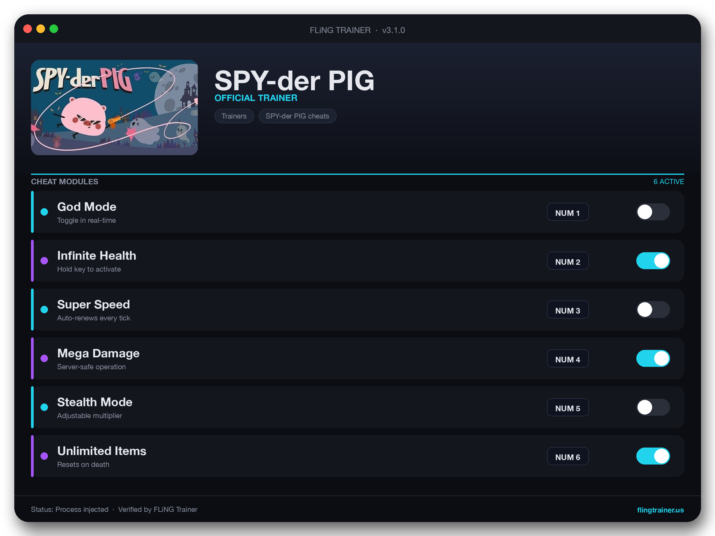 SPY-der PIG Trainer interface