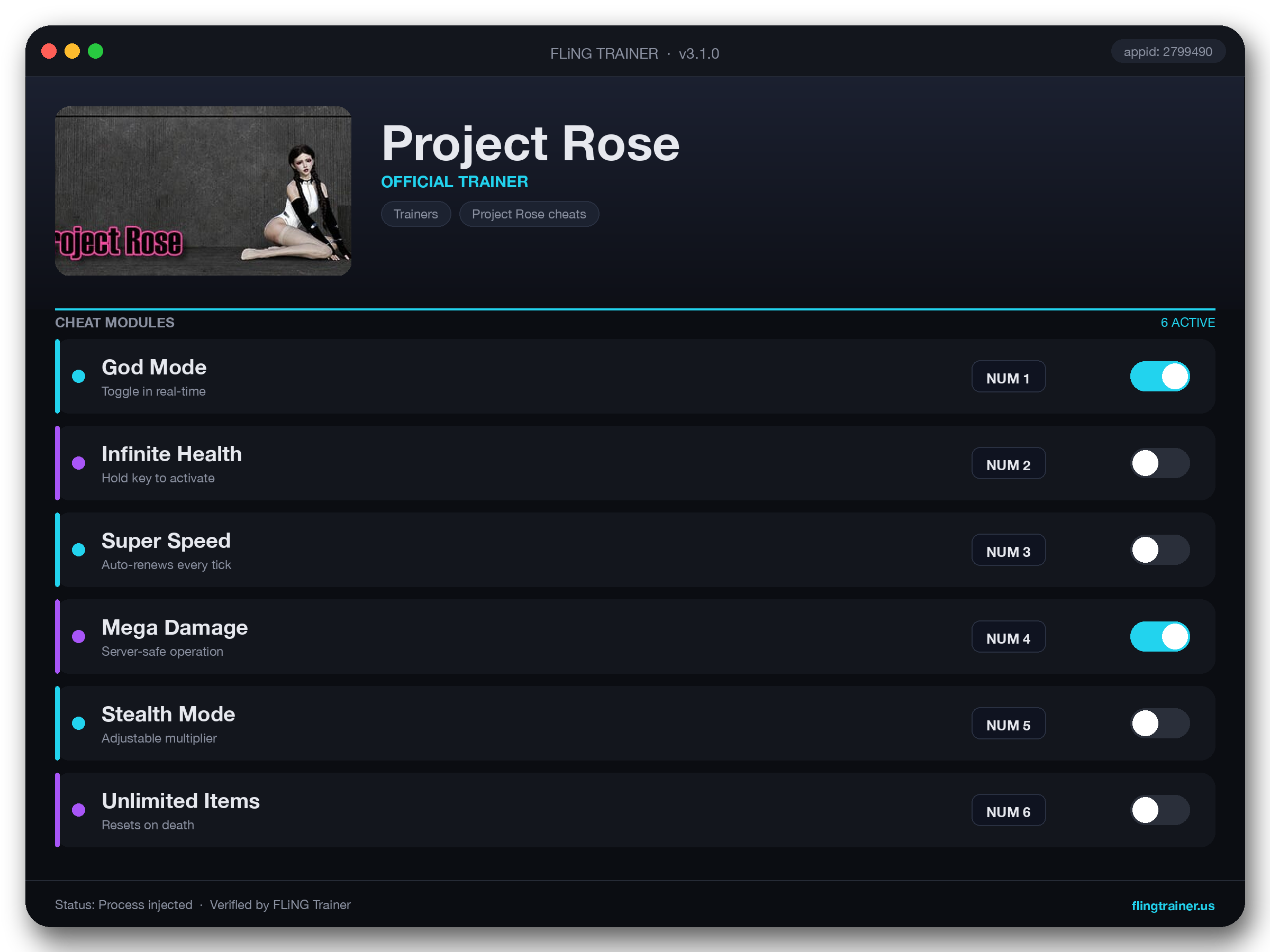 Project Rose Trainer interface