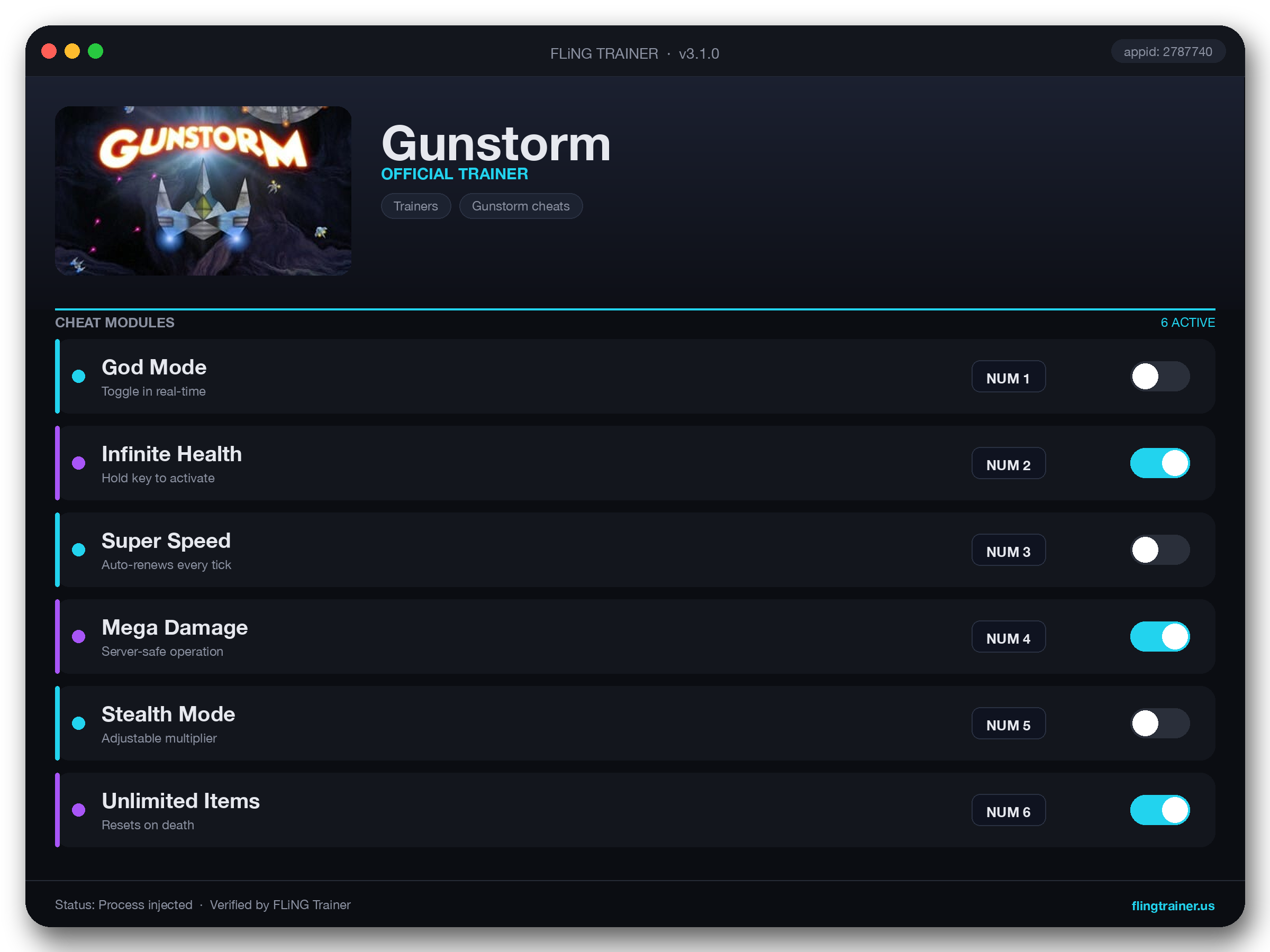 Gunstorm Trainer interface
