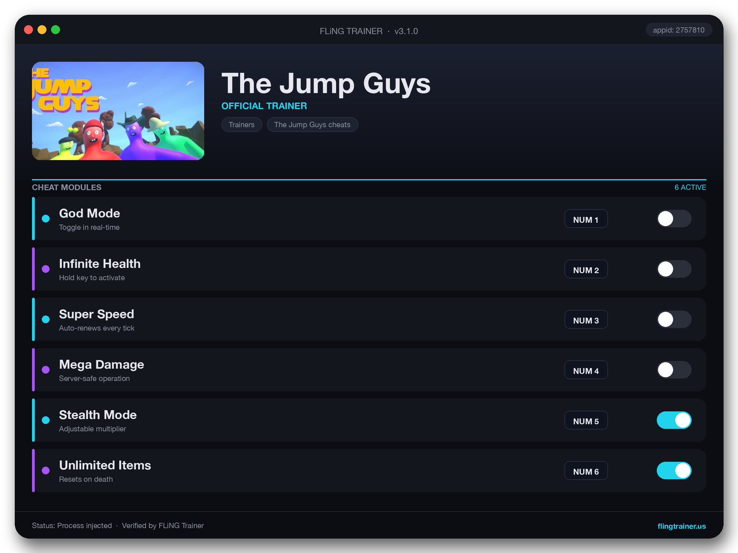 The Jump Guys Trainer interface