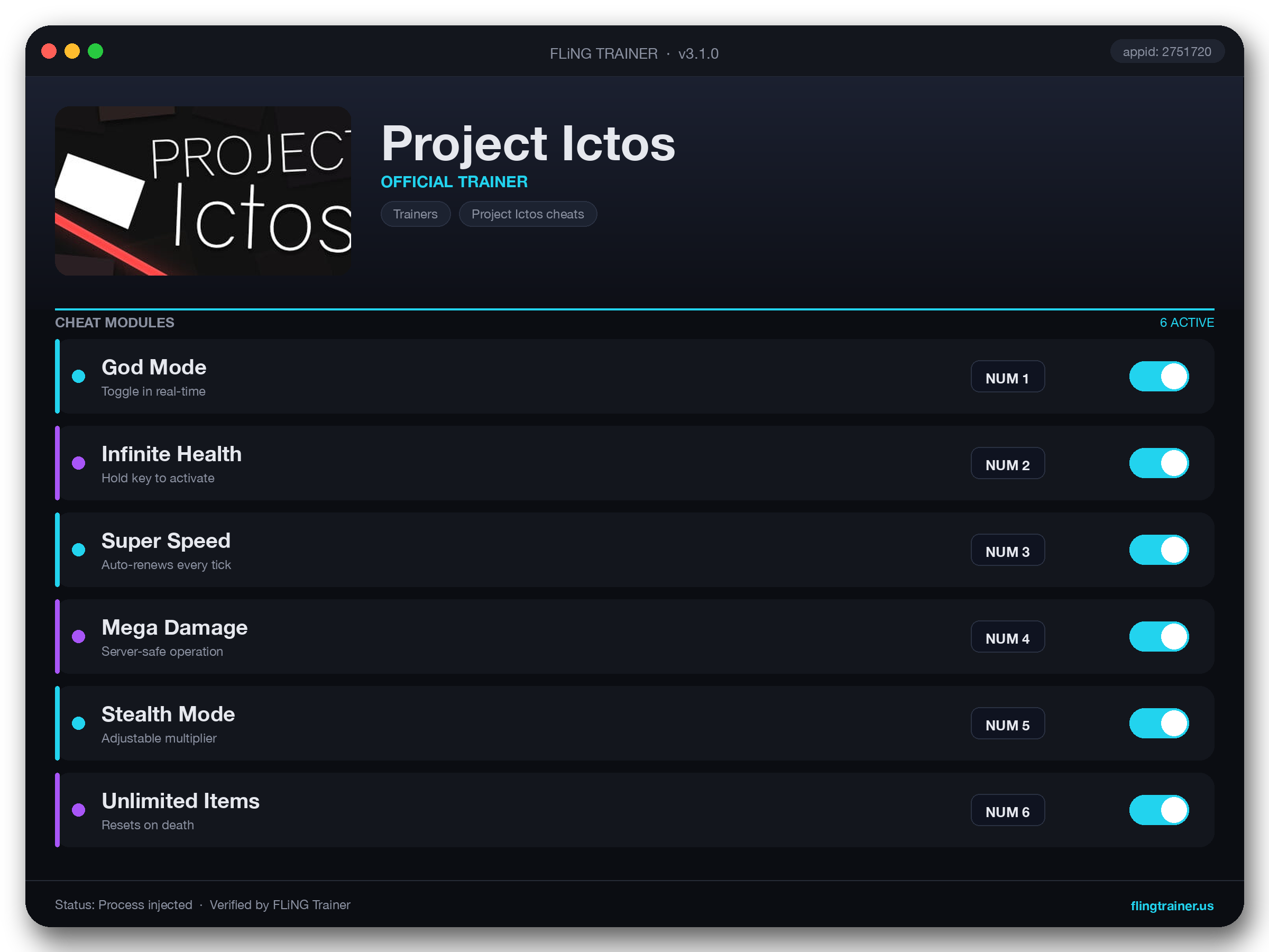 Project Ictos Trainer interface