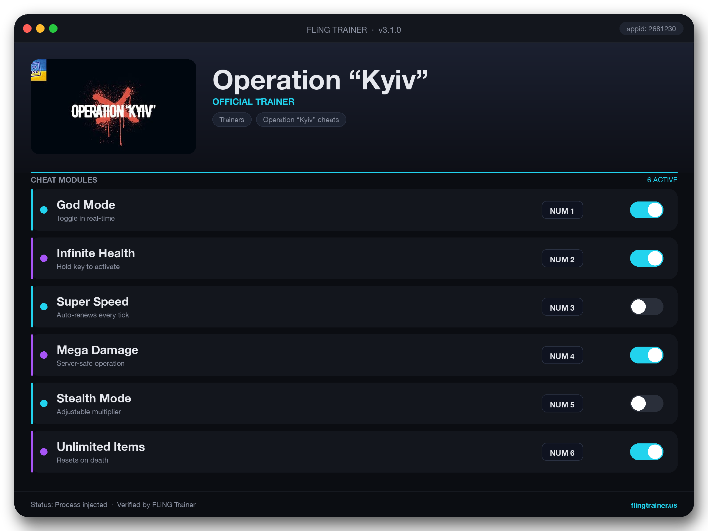 Operation “Kyiv” Trainer interface