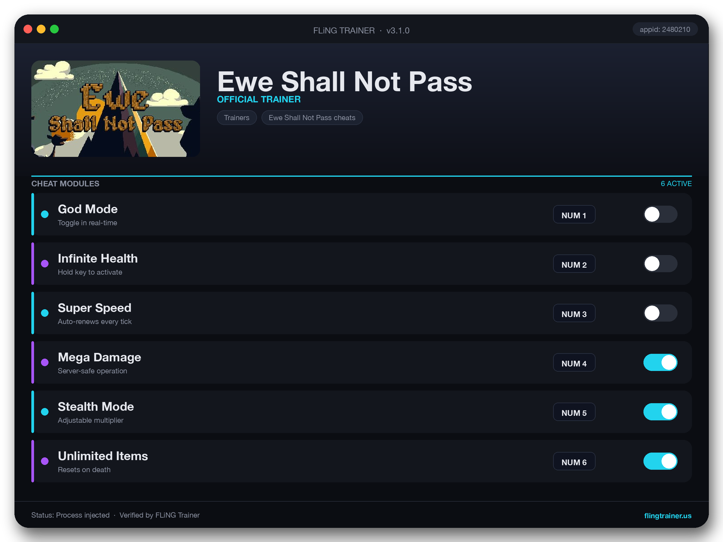 Ewe Shall Not Pass Trainer interface