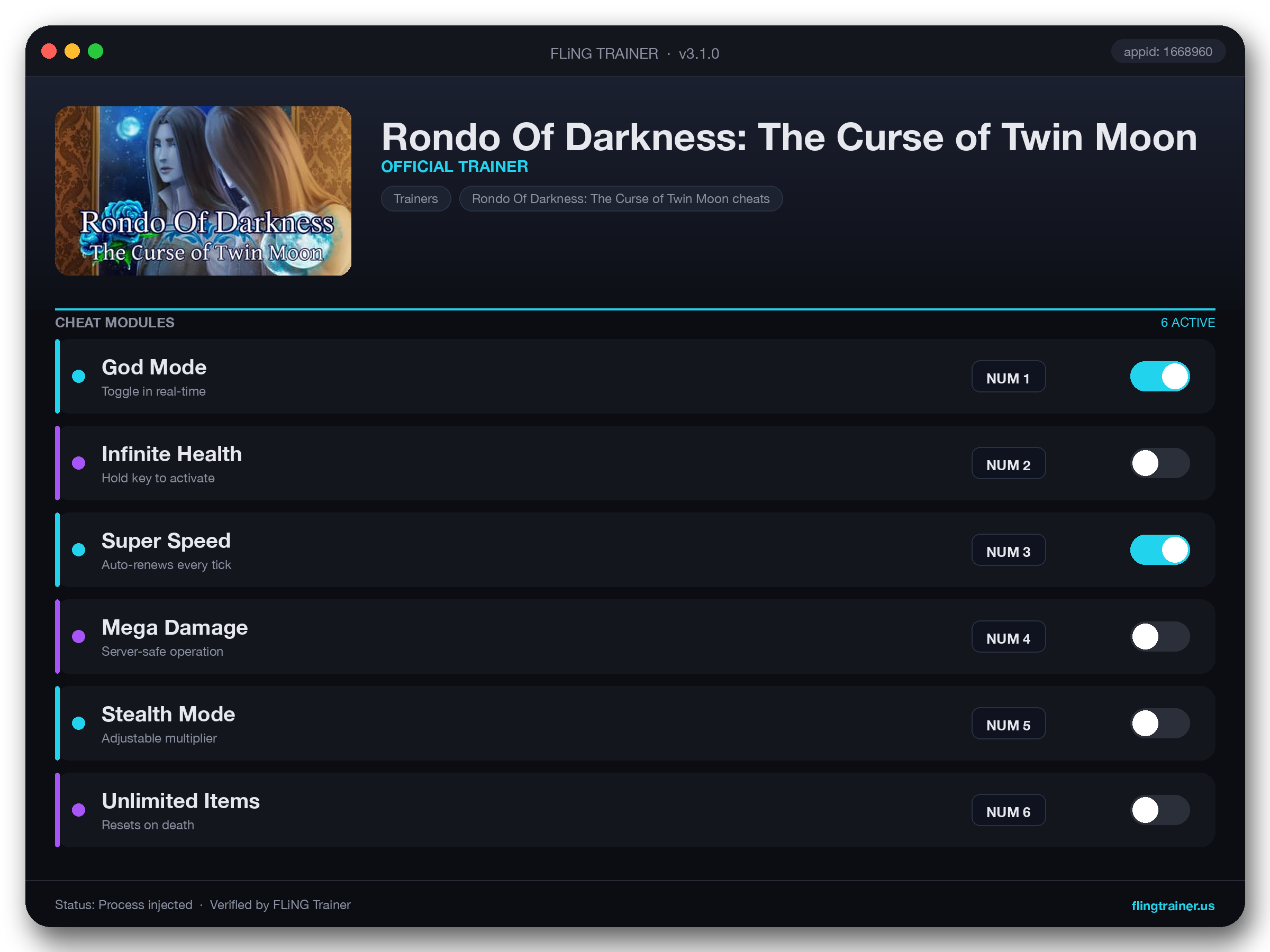 Rondo Of Darkness: The Curse of Twin Moon Trainer interface