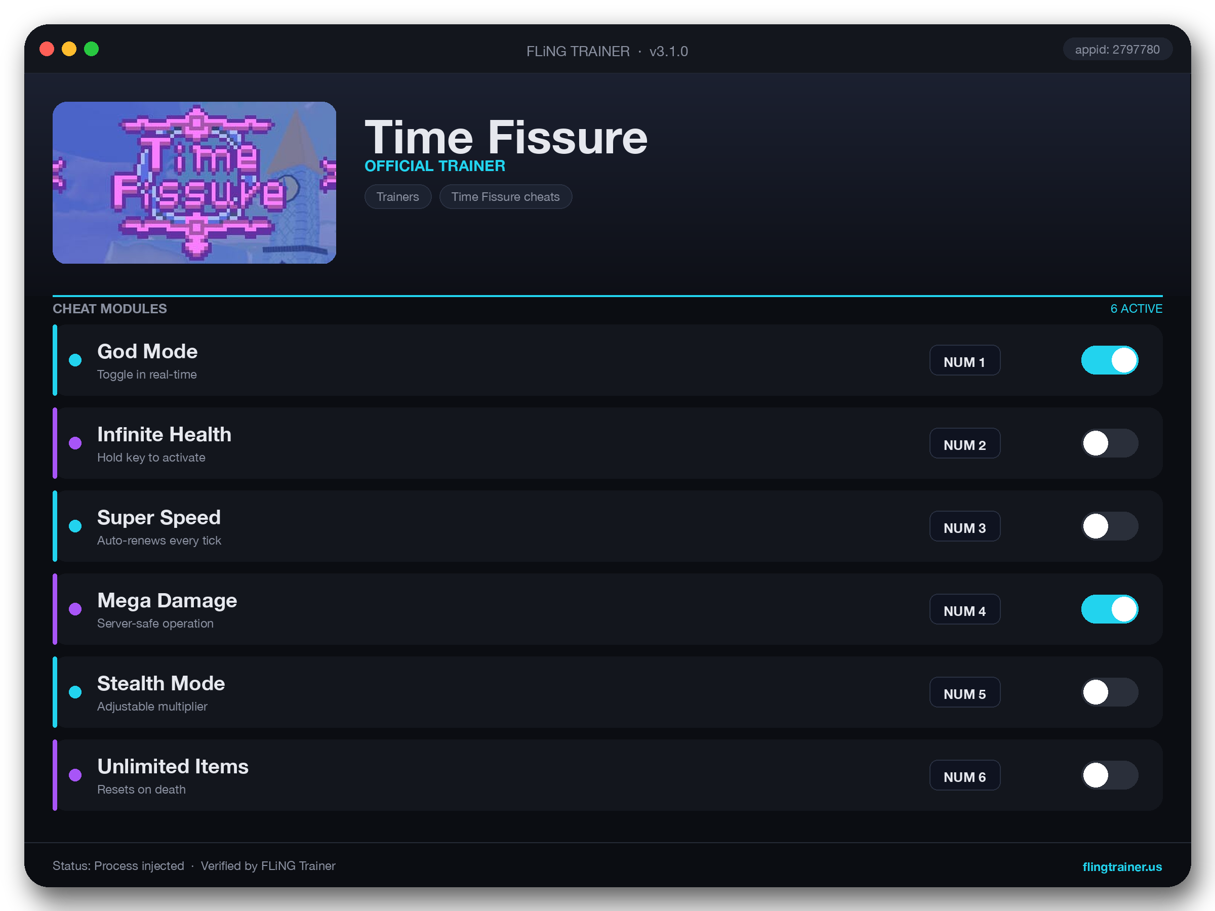 Time Fissure Trainer interface