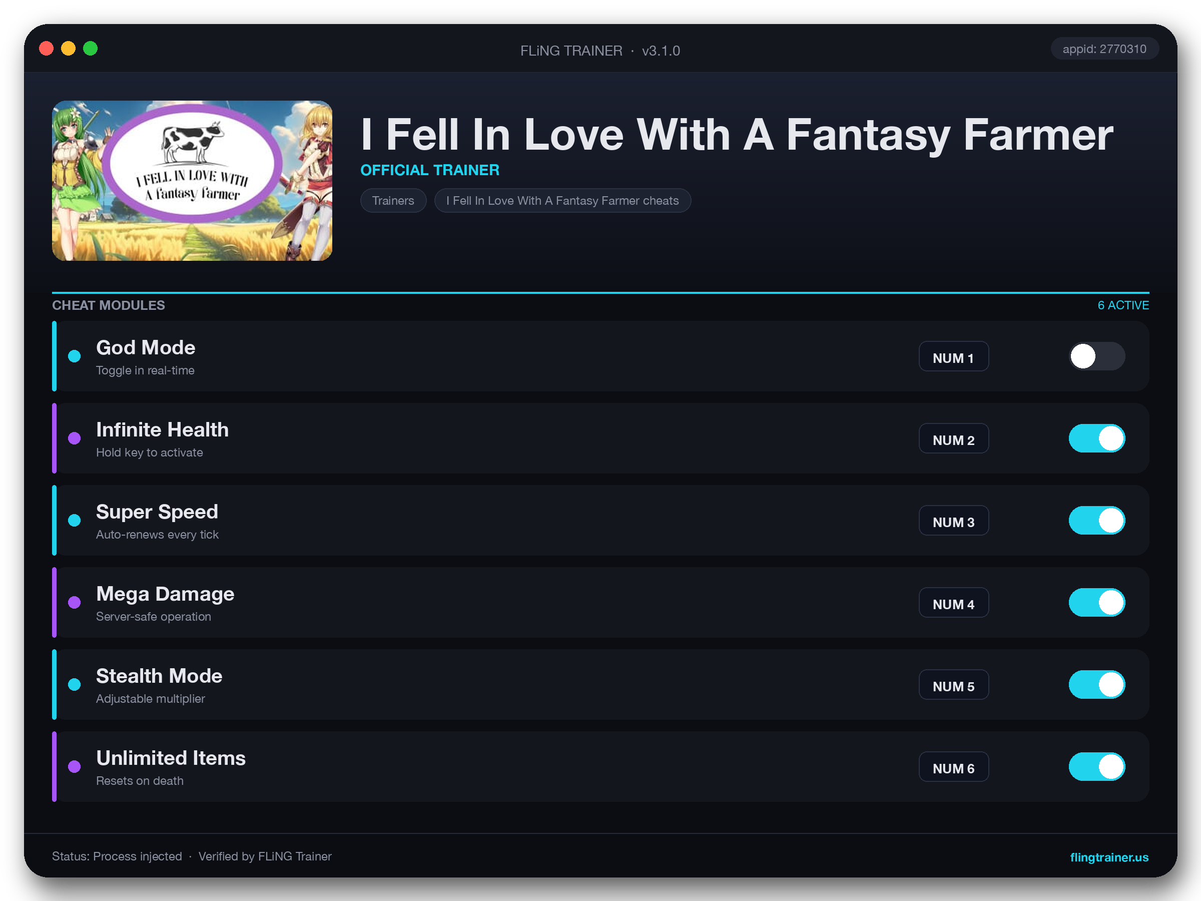 I Fell In Love With A Fantasy Farmer Trainer interface