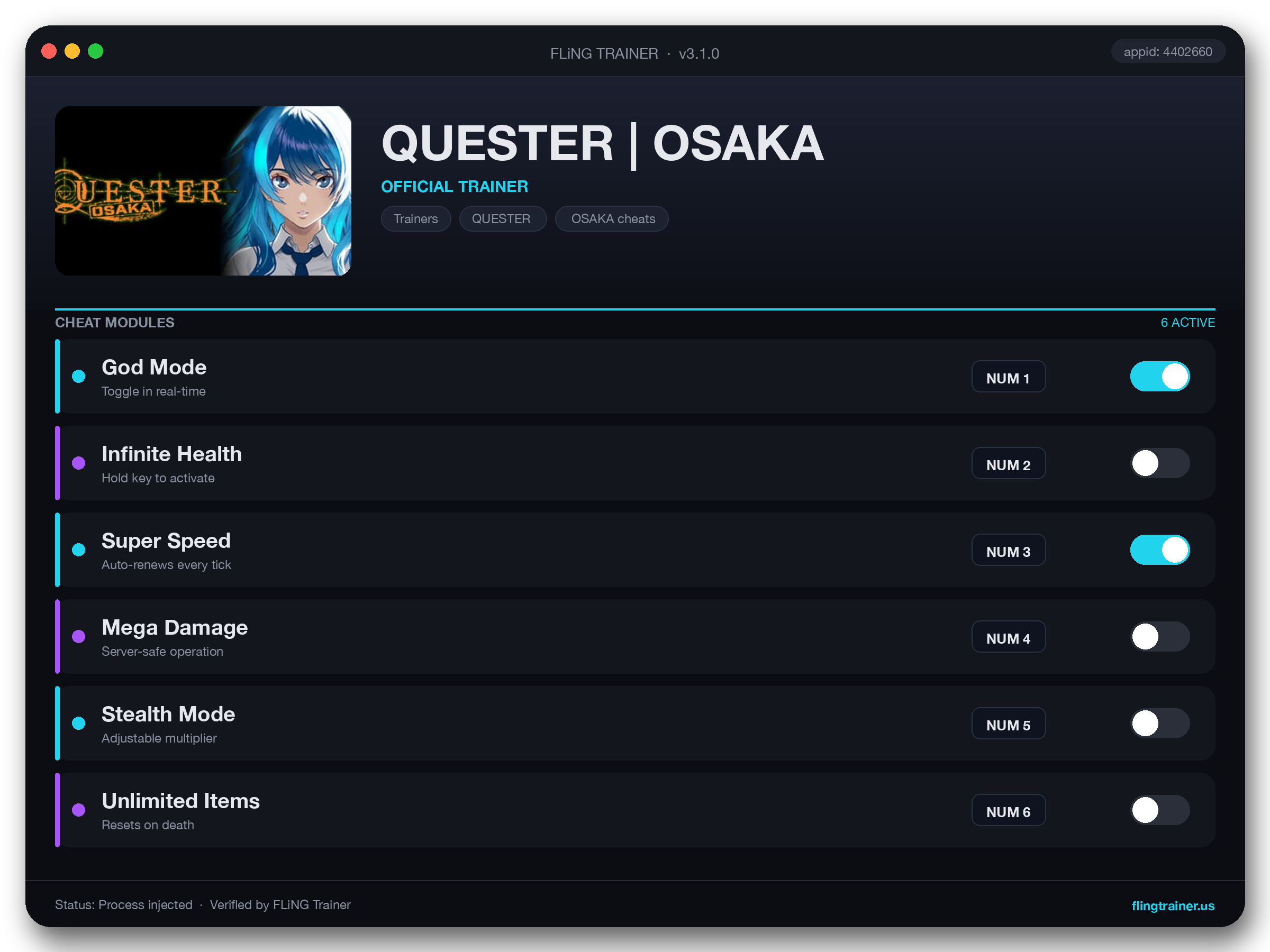 QUESTER | OSAKA Trainer interface