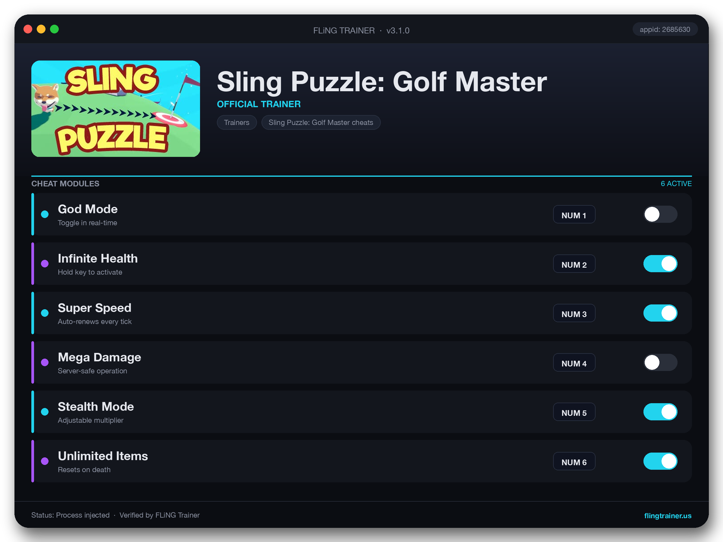 Sling Puzzle: Golf Master Trainer interface