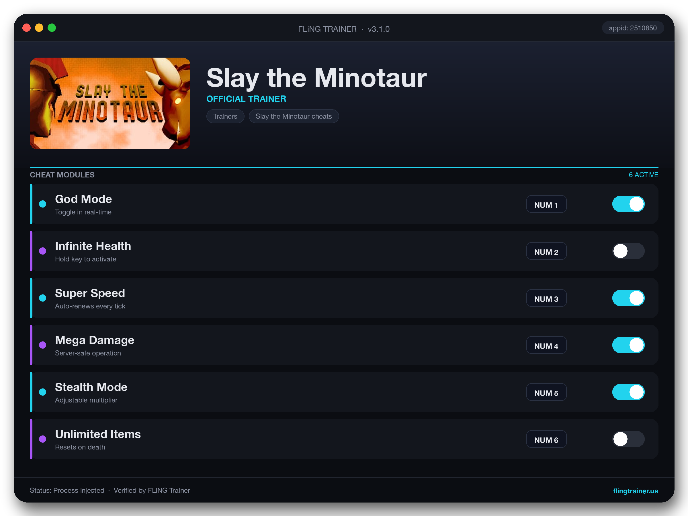 Slay the Minotaur Trainer interface