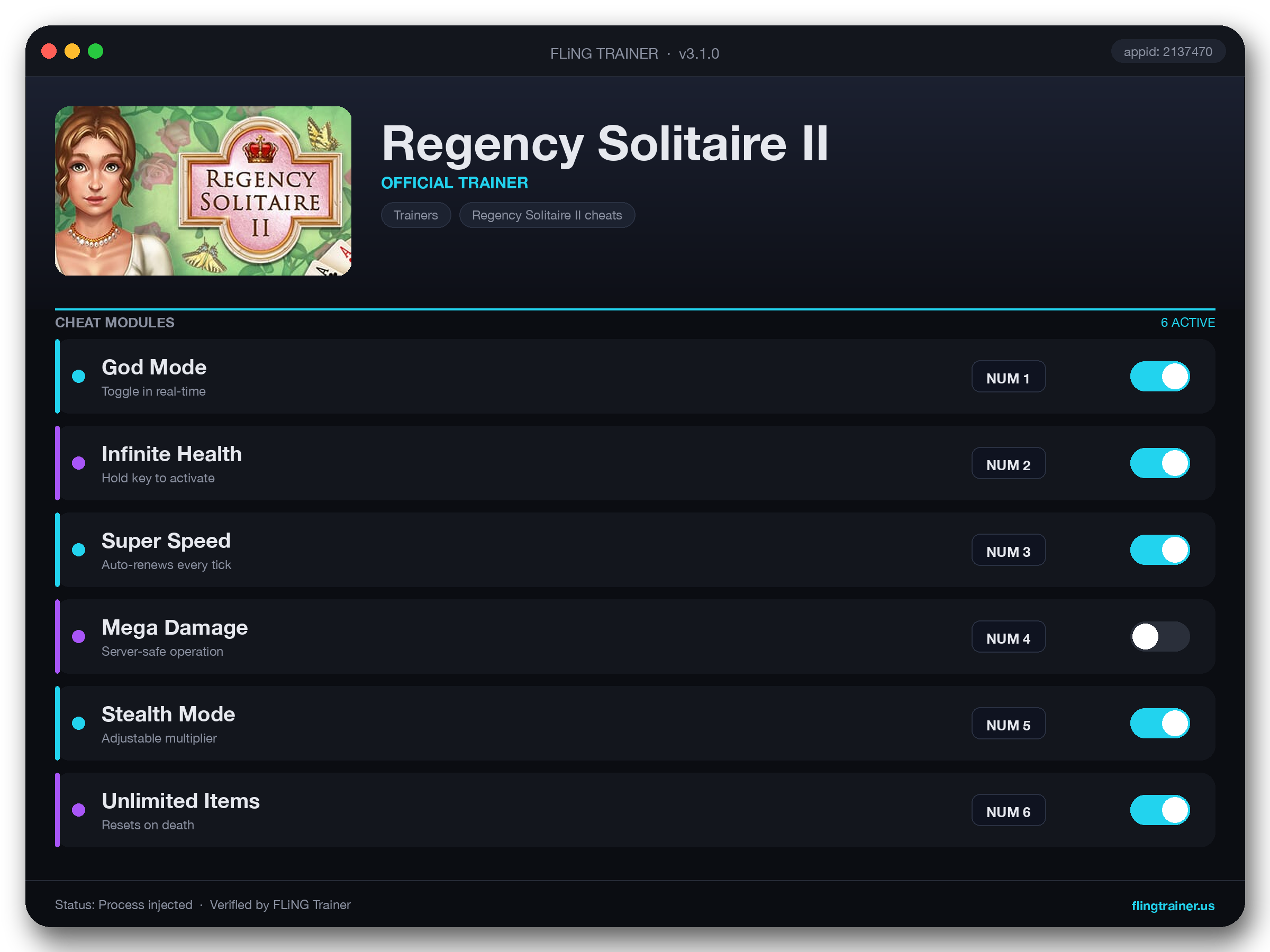 Regency Solitaire II Trainer interface