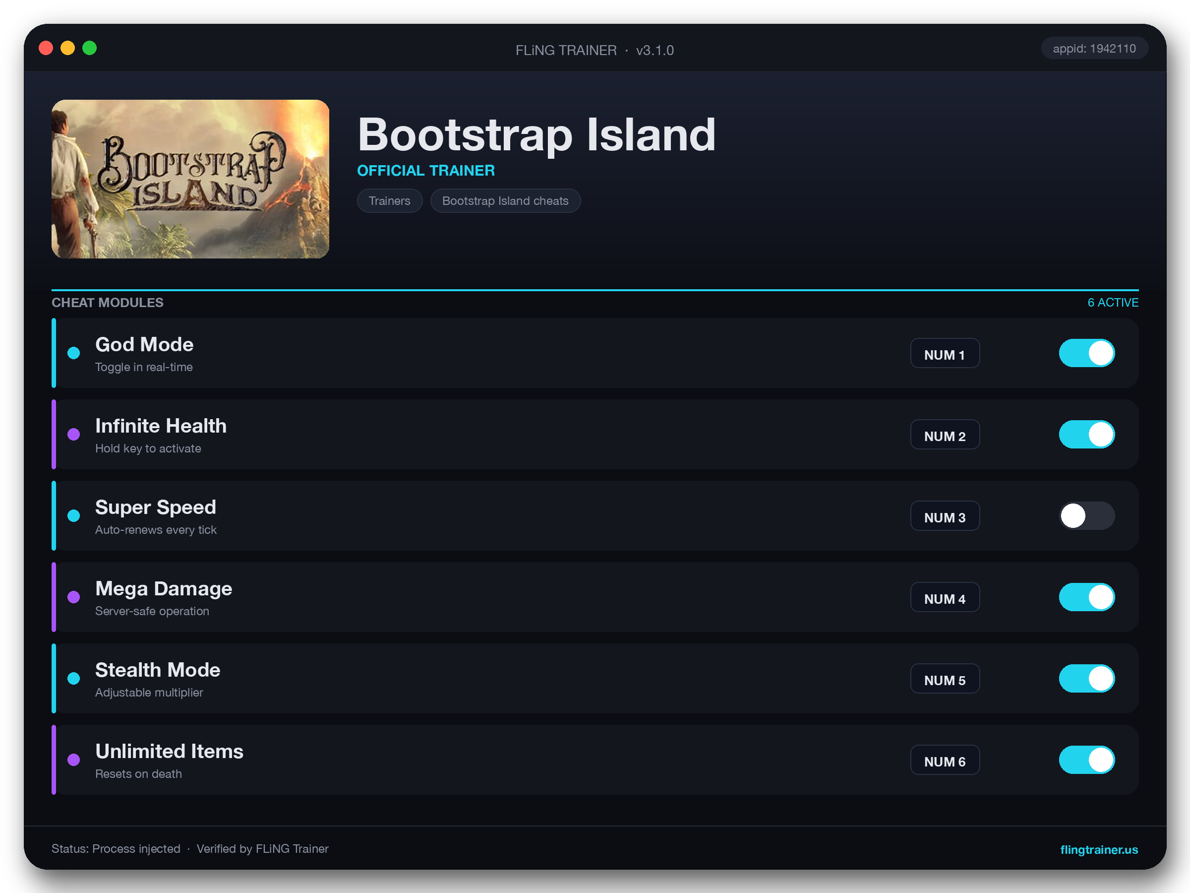 Bootstrap Island Trainer interface